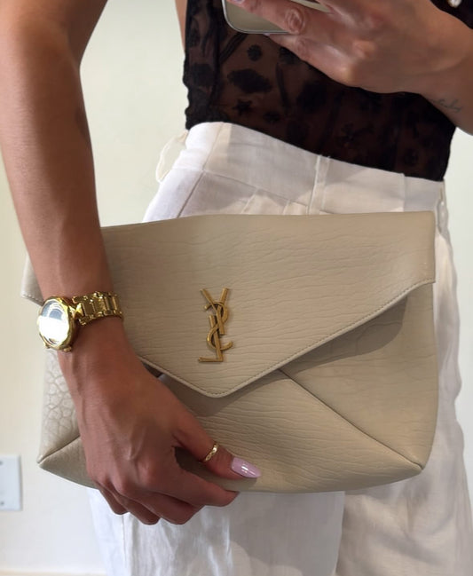 Saint Laurent ivory YSL clutch