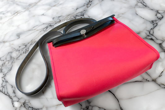 Hermès Vache Hunter Toile Herbag Zip 31 PM Rose Extreme Black