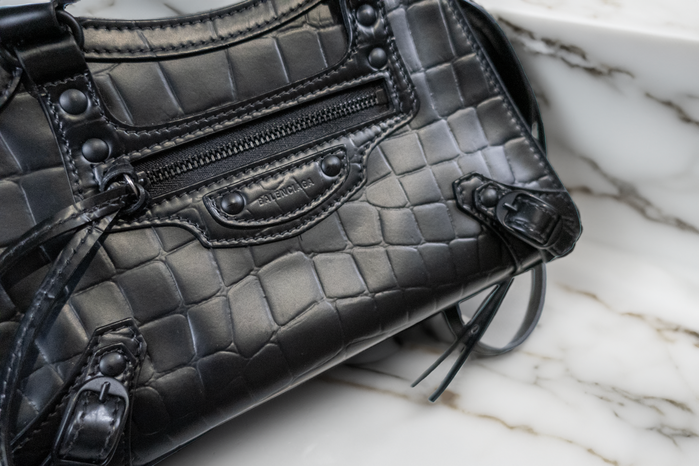 Balenciaga Neo Classic Embossed Leather Shoulder Bag