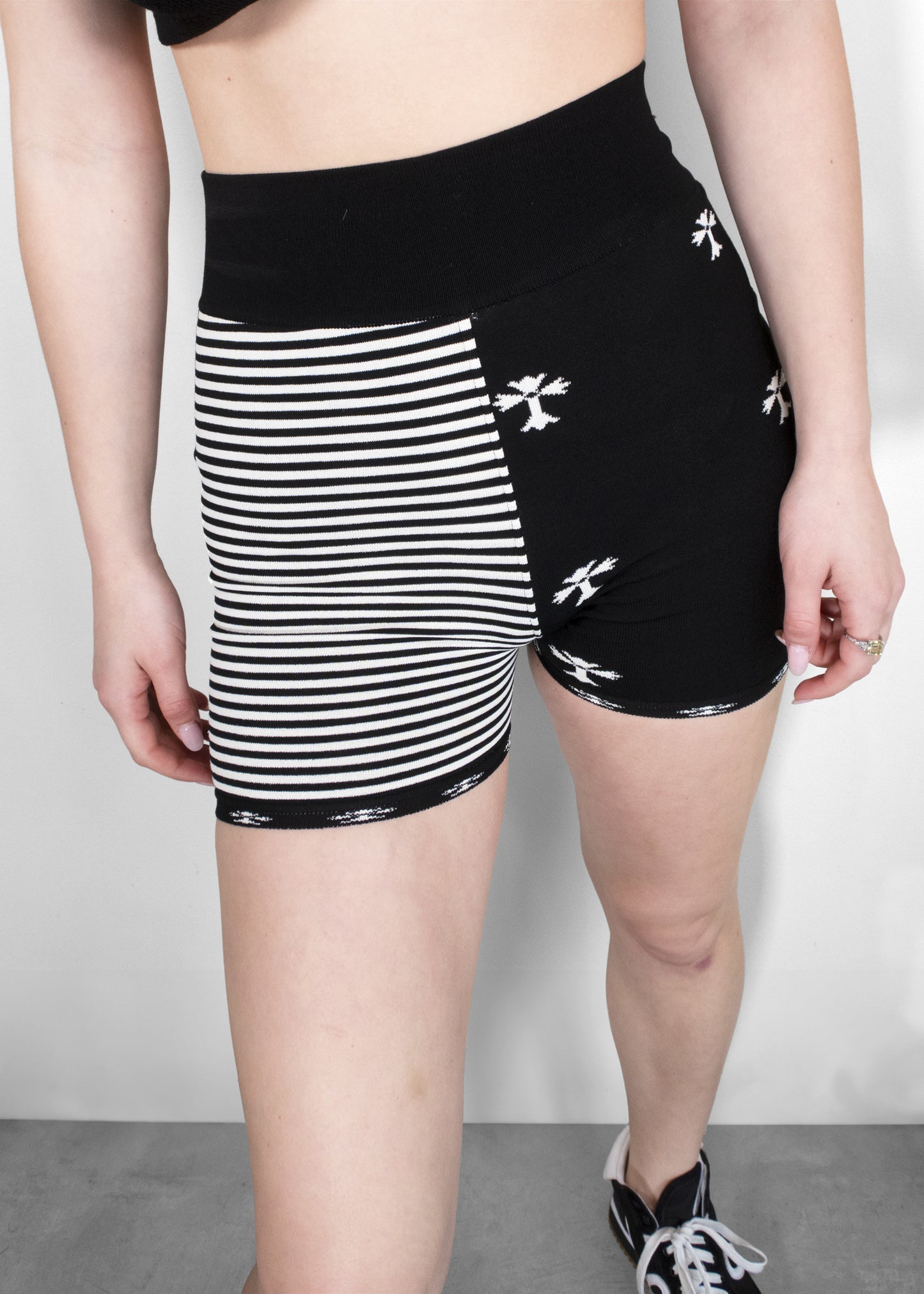 Chrome Hearts Black White Cross Silver Bell Knitted Boy Shorts