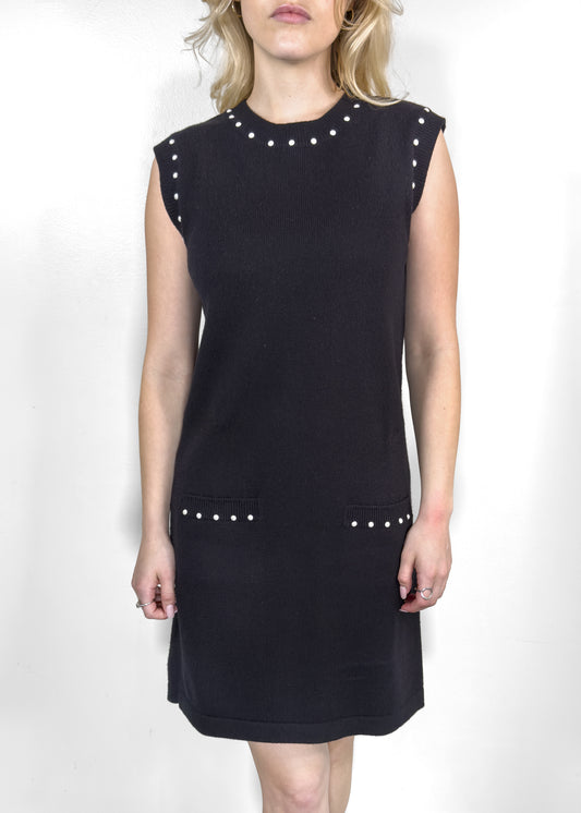Chanel Pearl Embellished Knit Cashmere Shift Dress