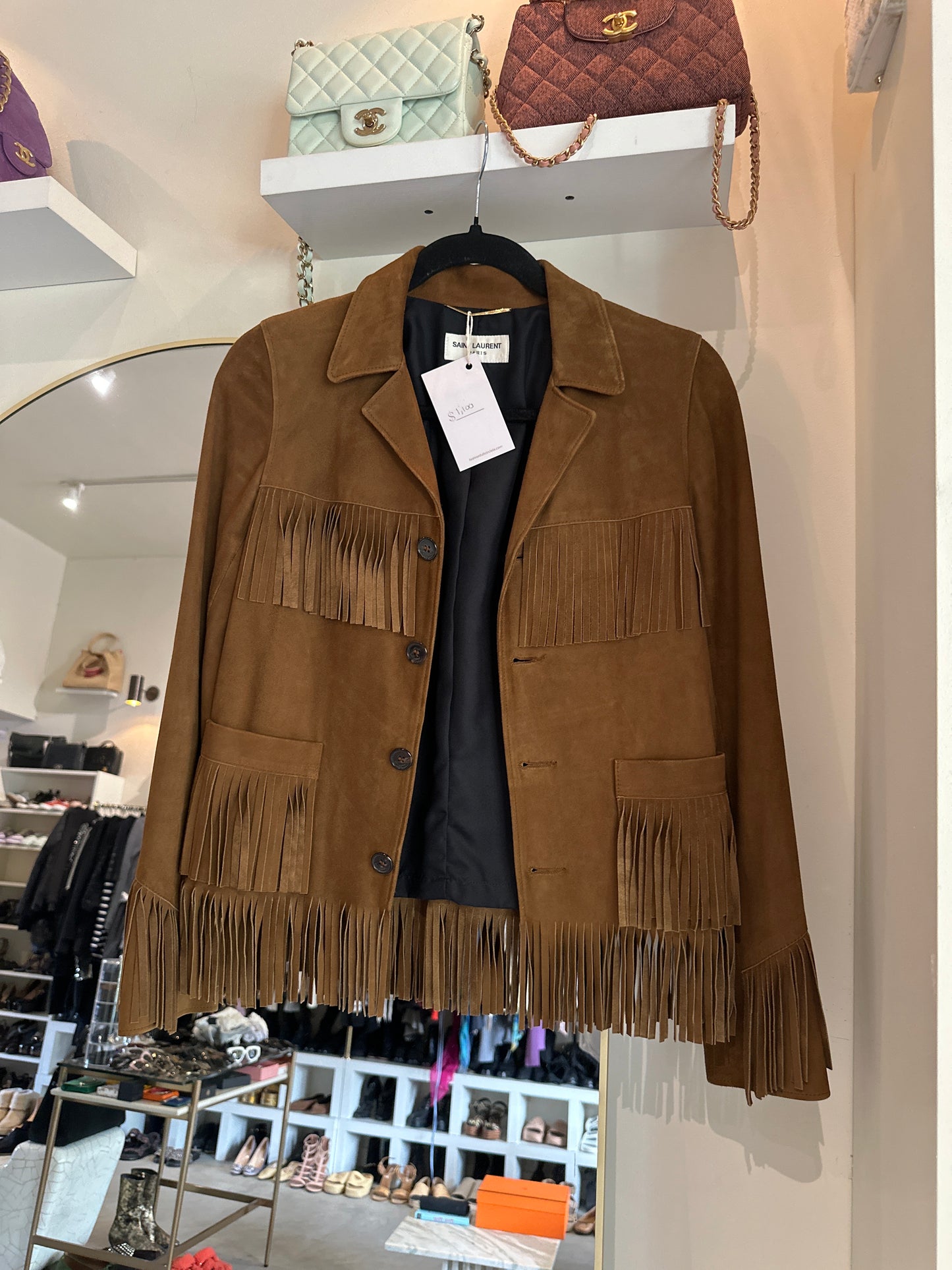 Saint Laurent suede fringe jacket