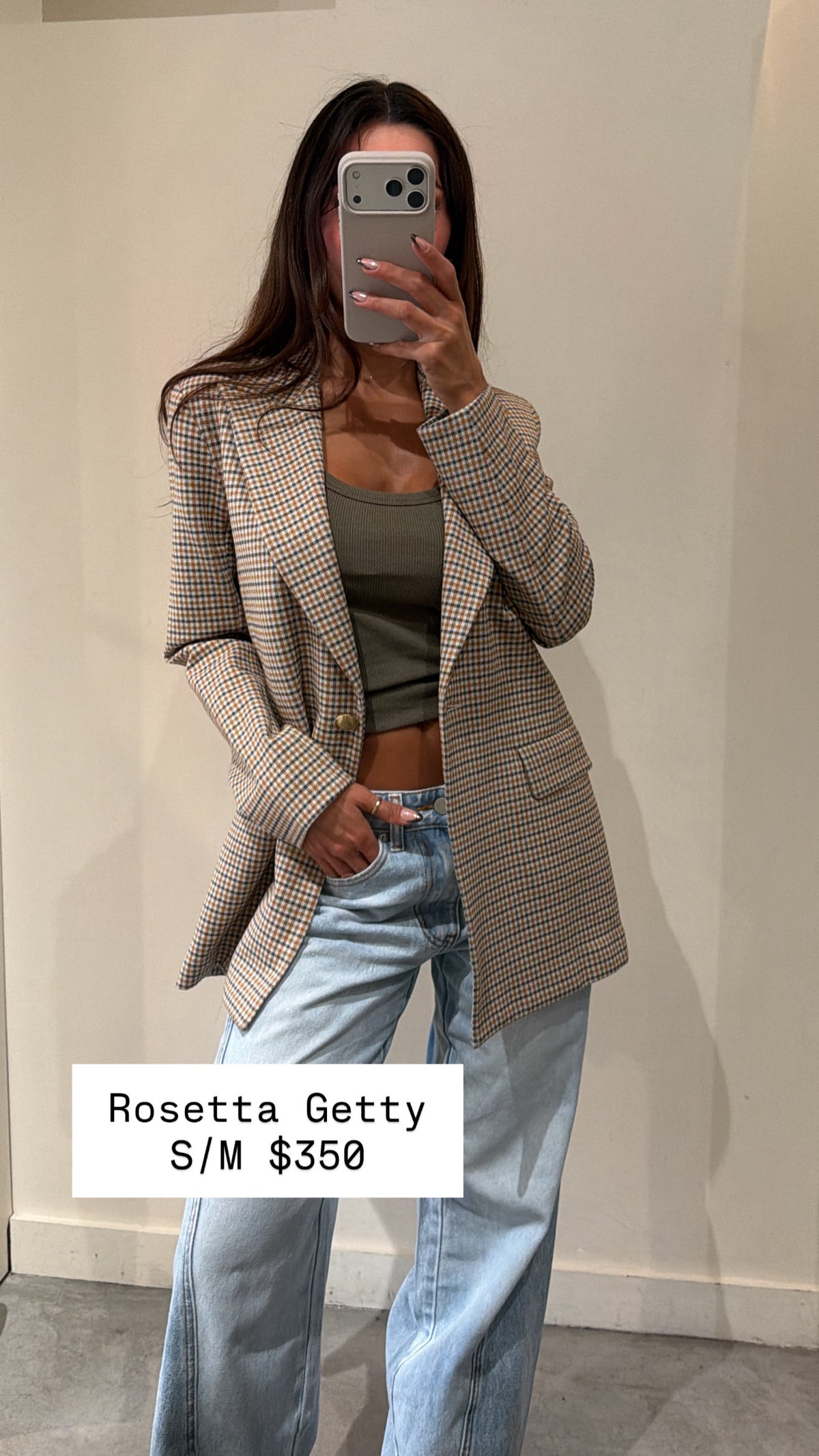Rosetta Getty Brown Houndstooth Blazer Size S