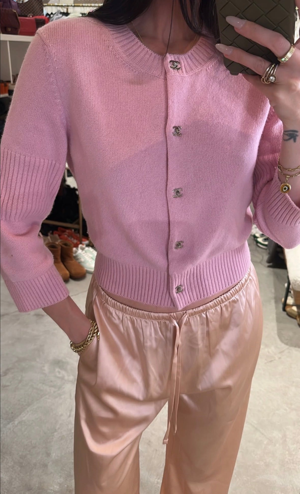 Chanel pink cardigan