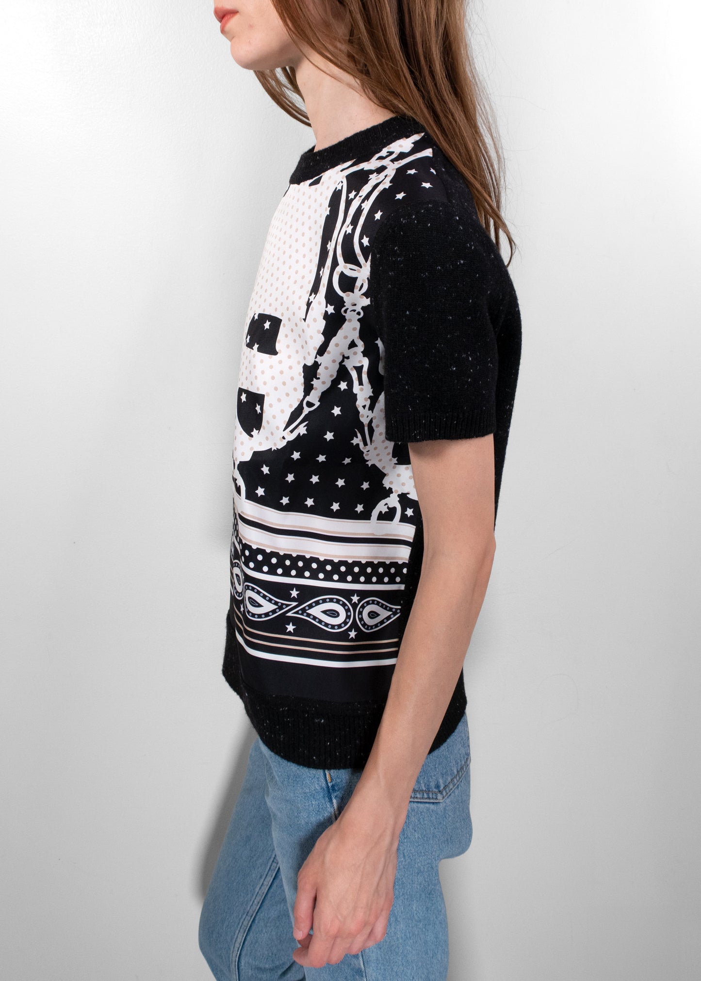 Hermès “Brides de Gala” Short-Sleeve Twillaine Sweater