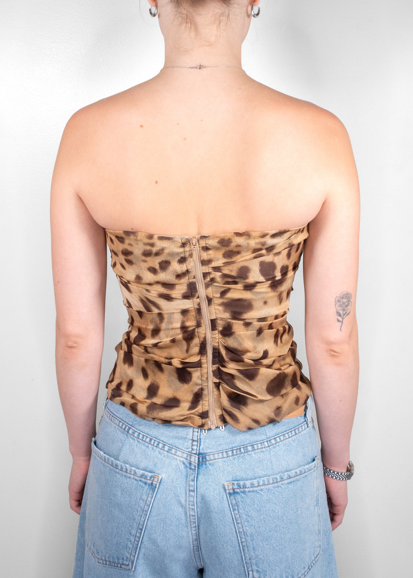 Dolce & Gabbana Leopard Print Strapless Top