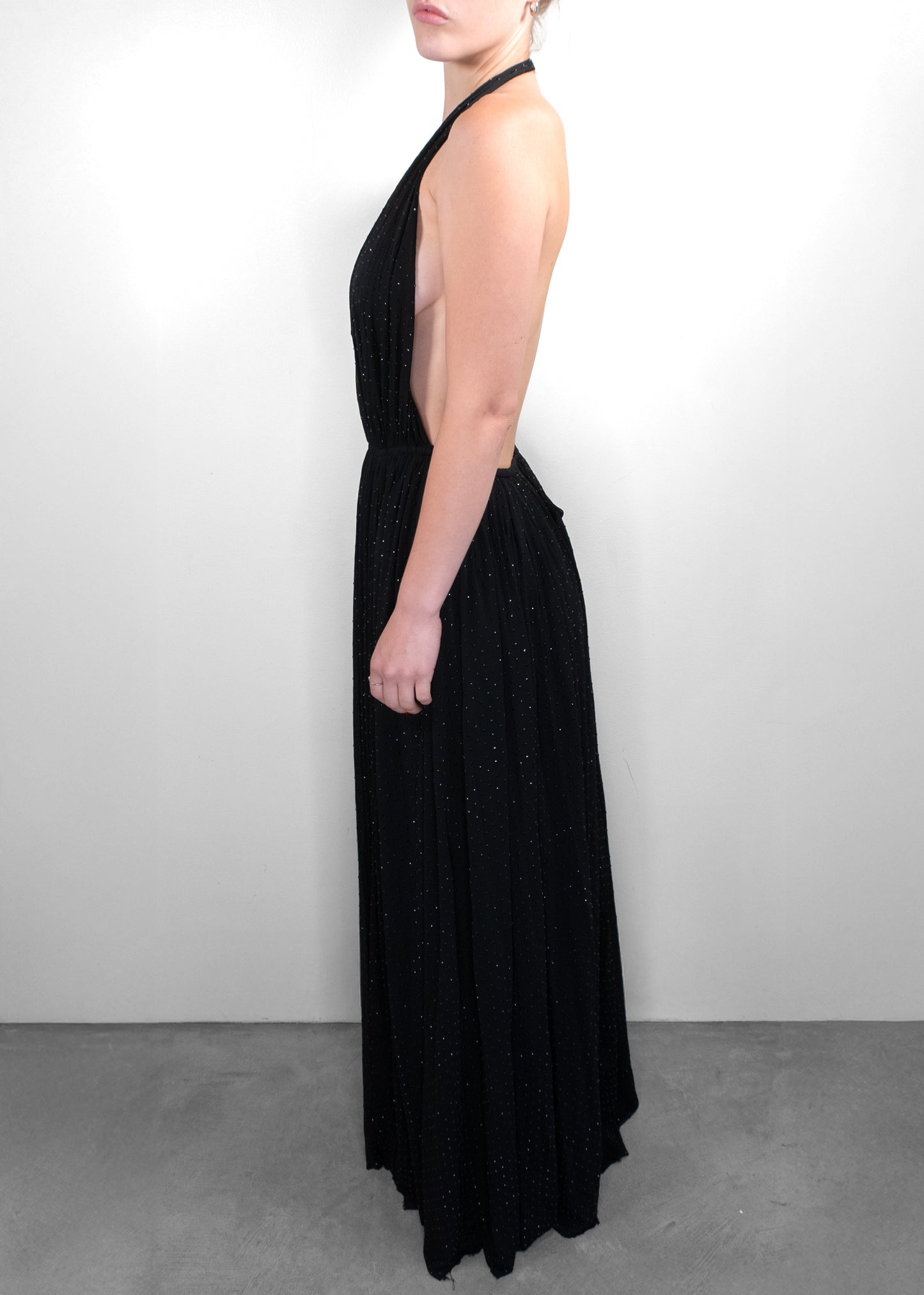 Saint Laurent Black Plunging Halter Gown
