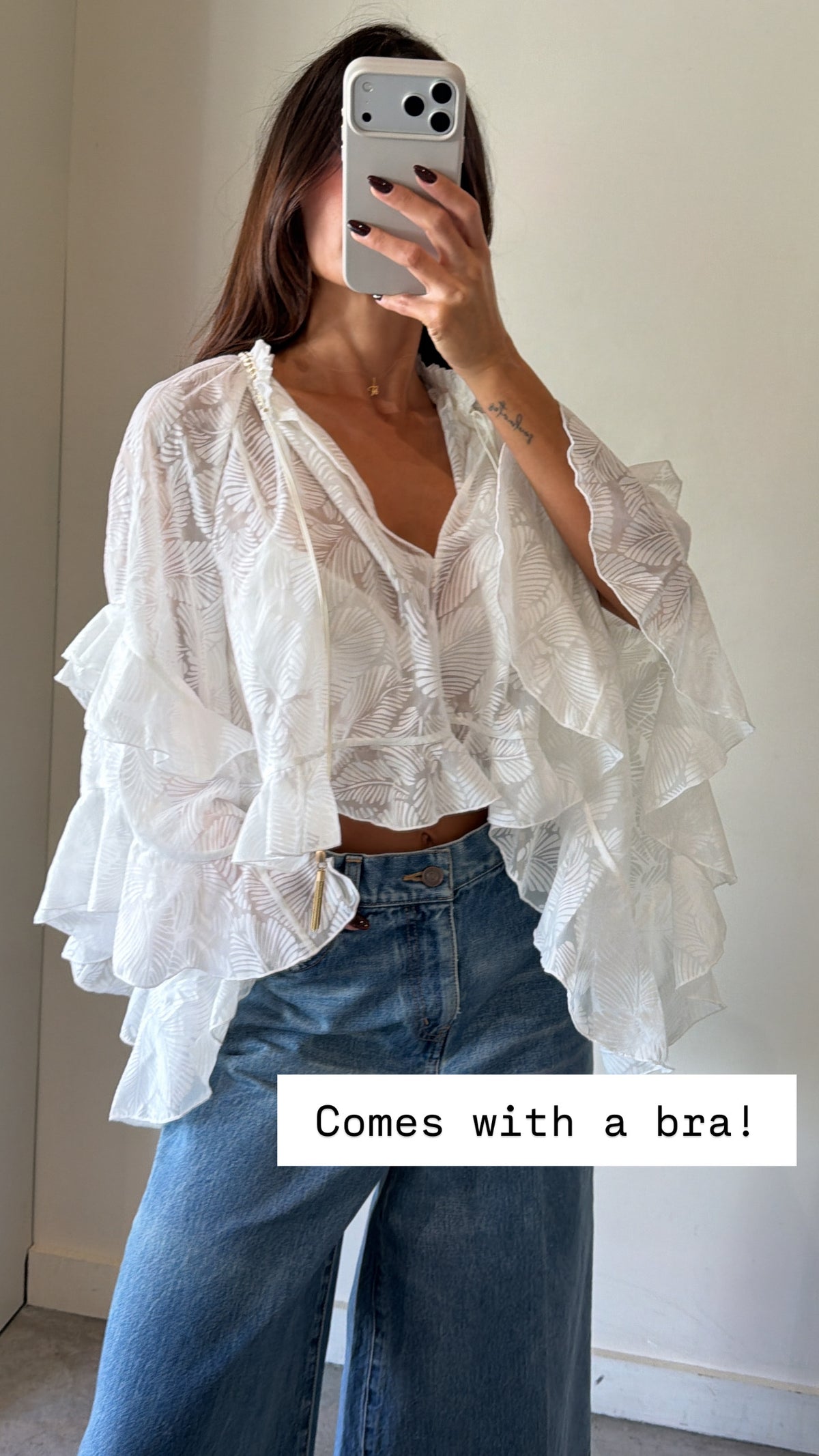 Zimmermann white top with ruffled sleeves size 0 NWT