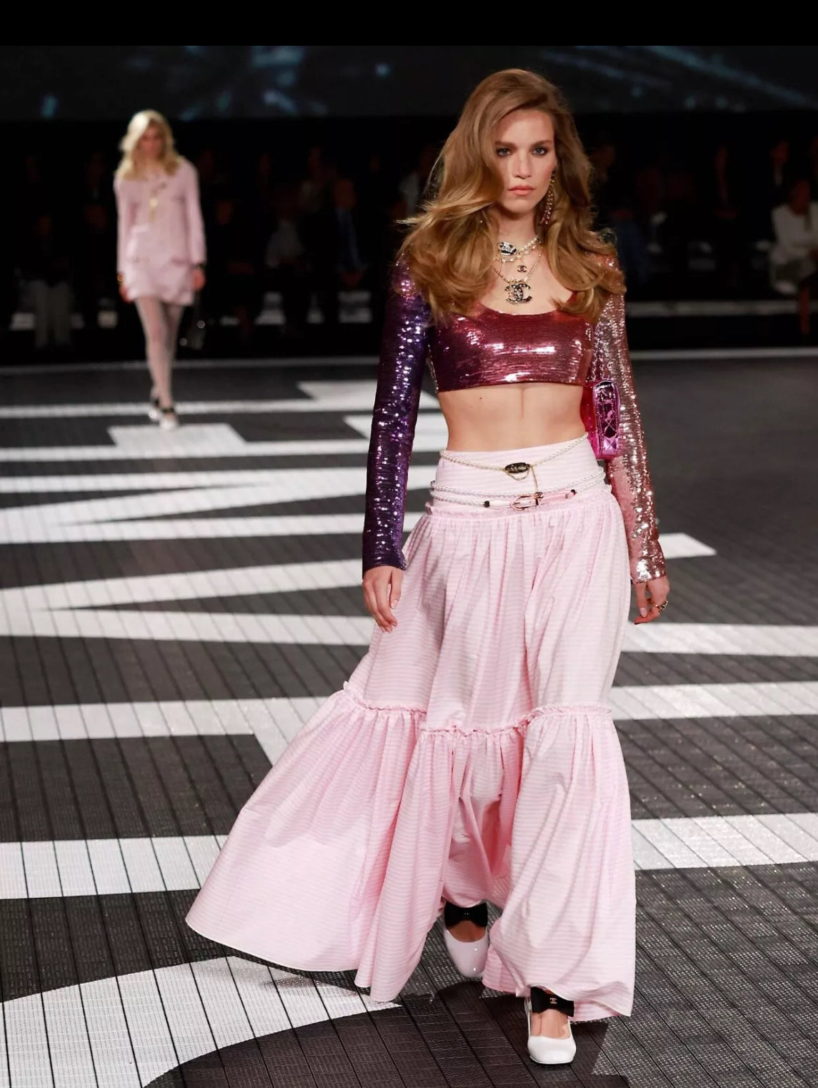 Chanel 24 Runway Cruise Collection Iridescent Sequin Crop Top