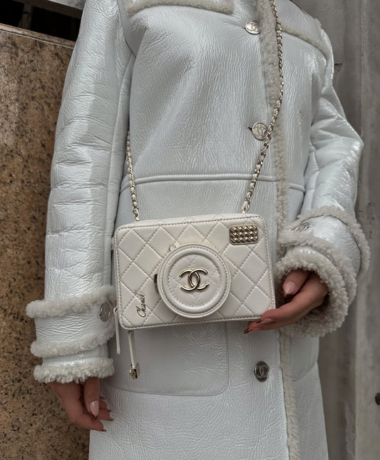 Chanel Lambskin Quilted Coco White Click Bag