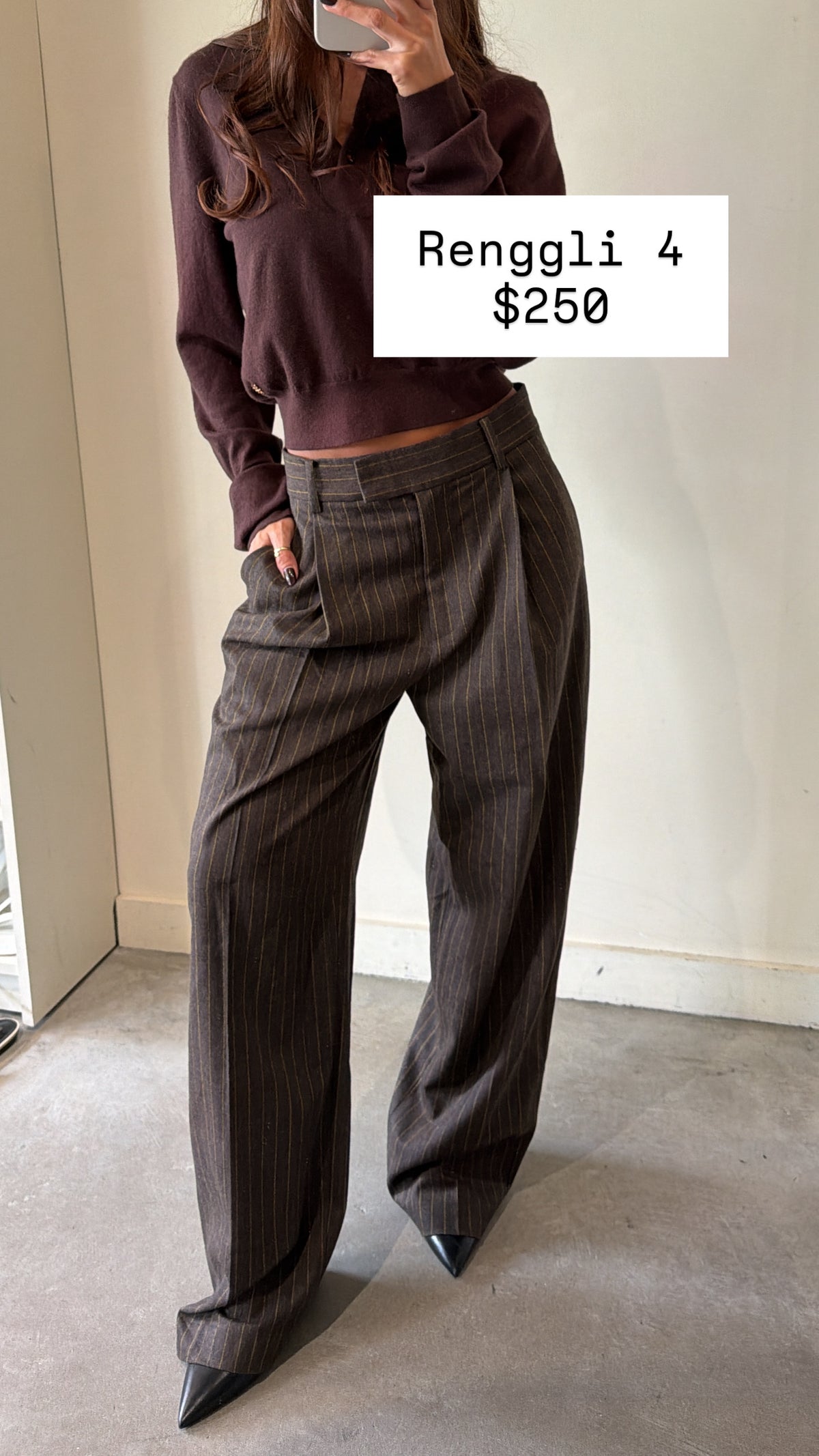 Renggli Brown Pinstriped Pants Size 4