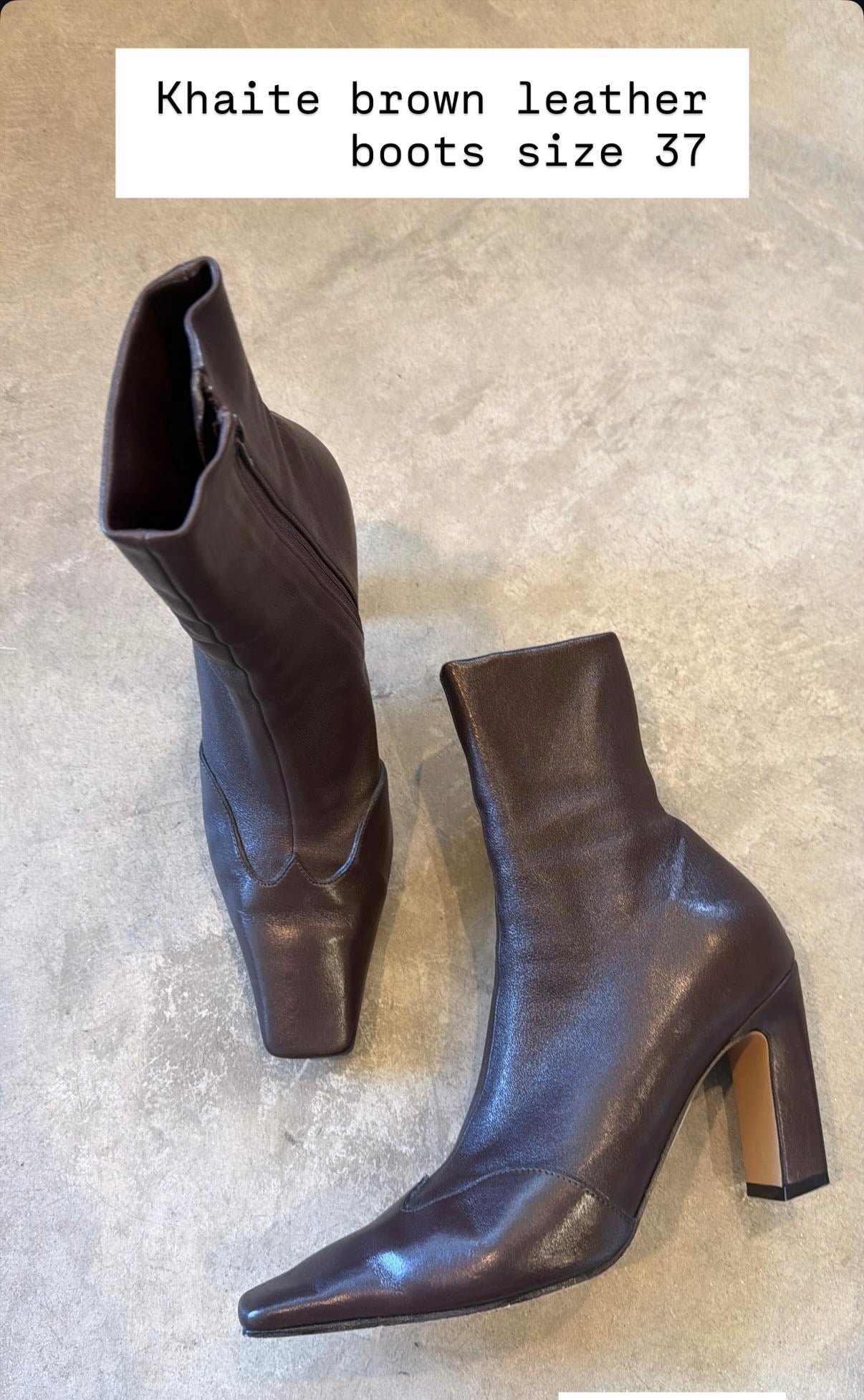 Khaite Brown Leather Ankle Heeled Boots Size 37
