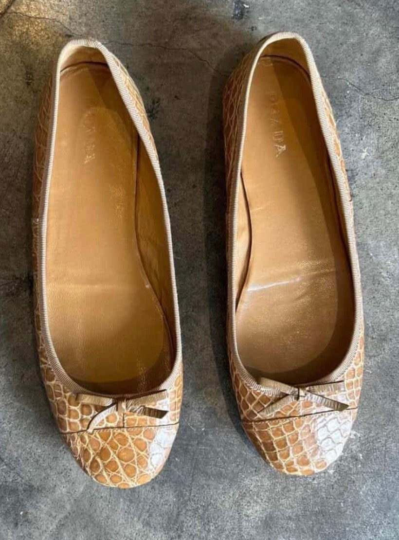 Prada croc ballet flats