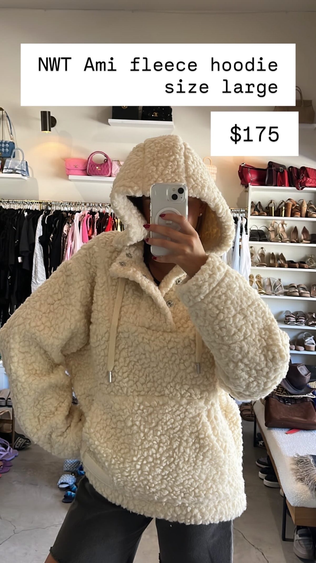 NWT ami fleece hoodie size L