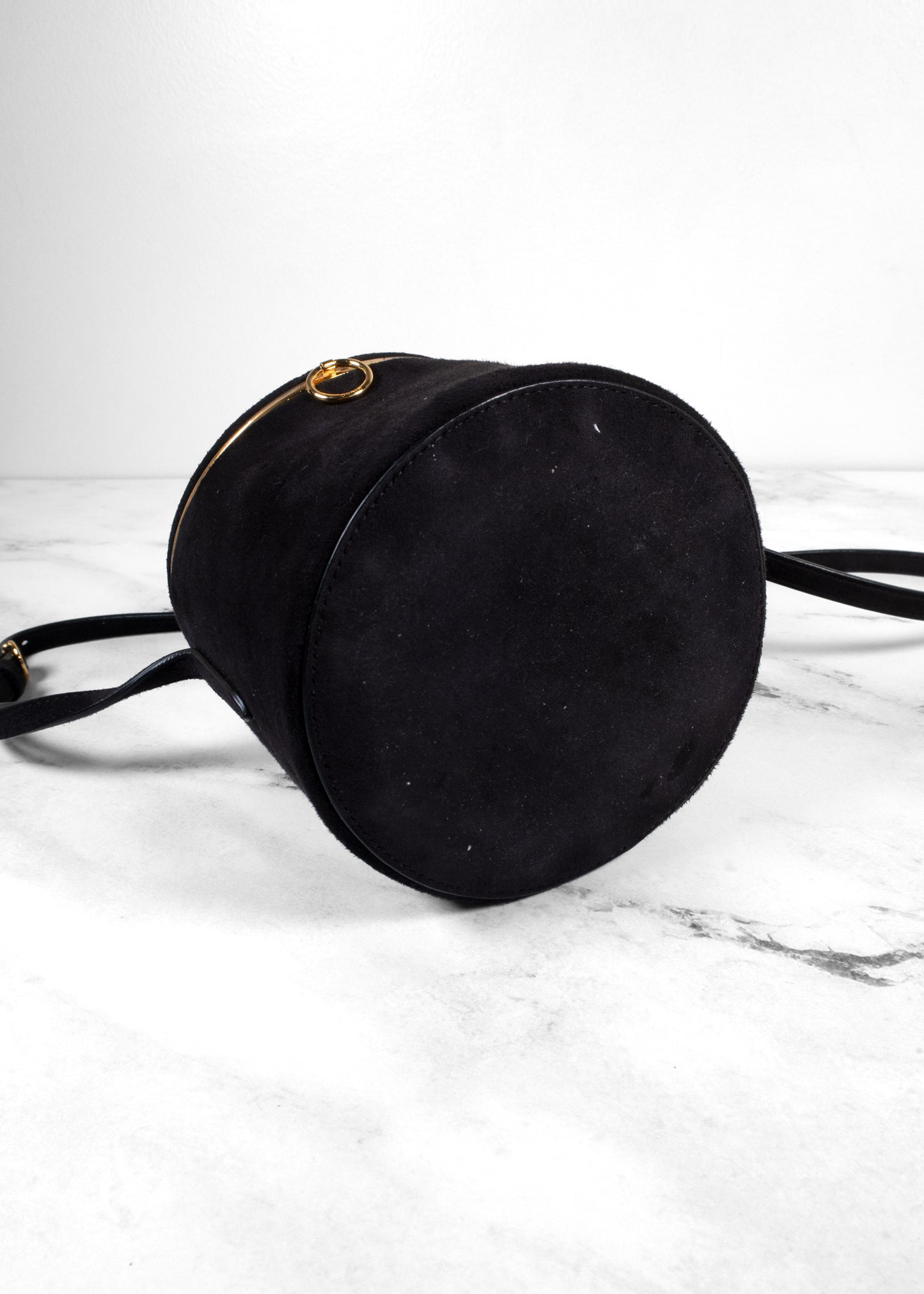 Alaïa Suede Corset Minaudière Cylindrical Bucket Crossbody Bag