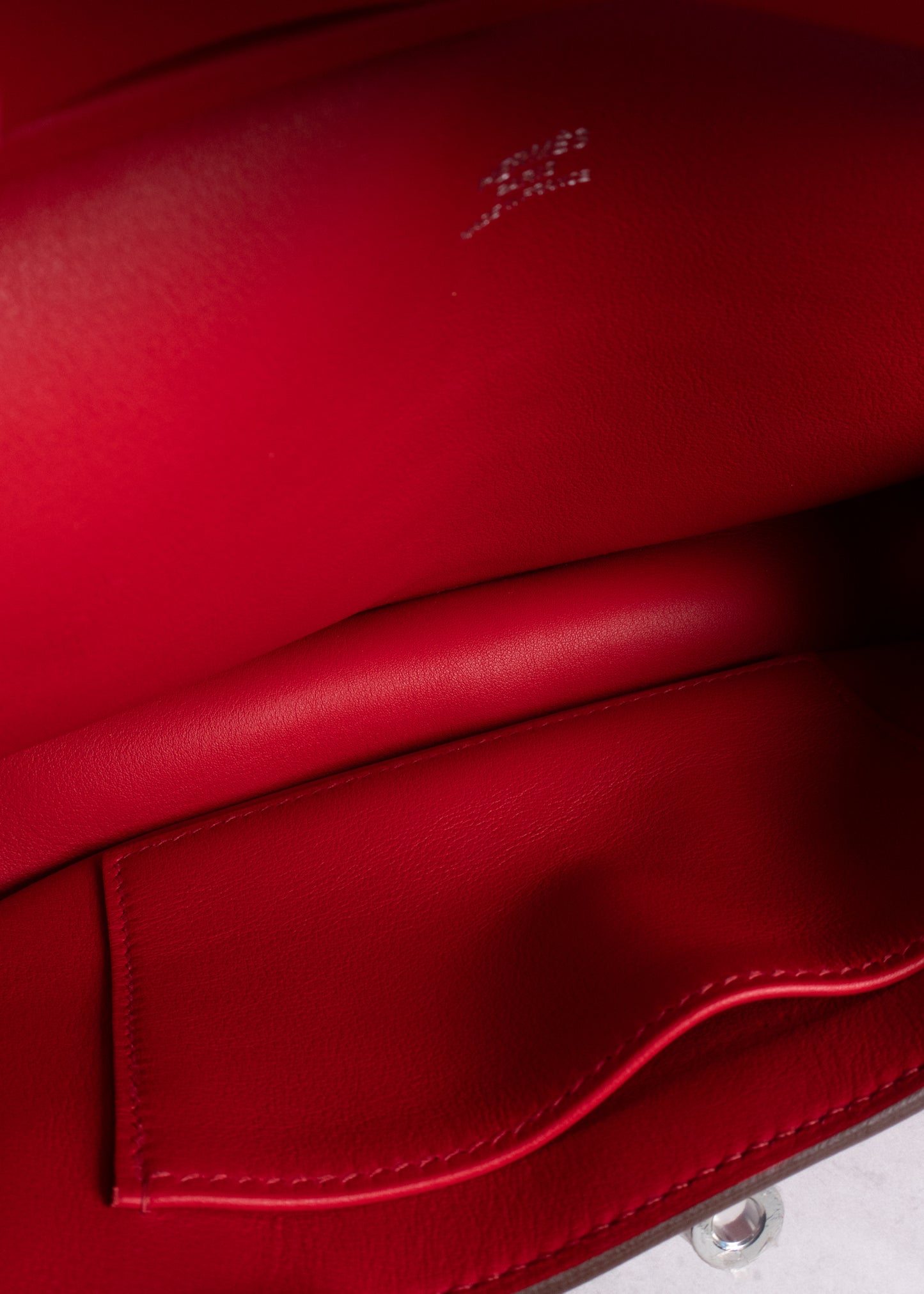 Hermes Geta Swift Leather Red Rouge Silver Hardware