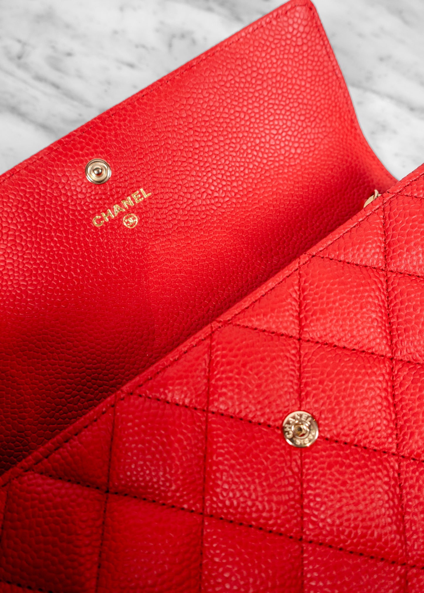 Chanel Caviar Quilted Boy Flap Wallet Red