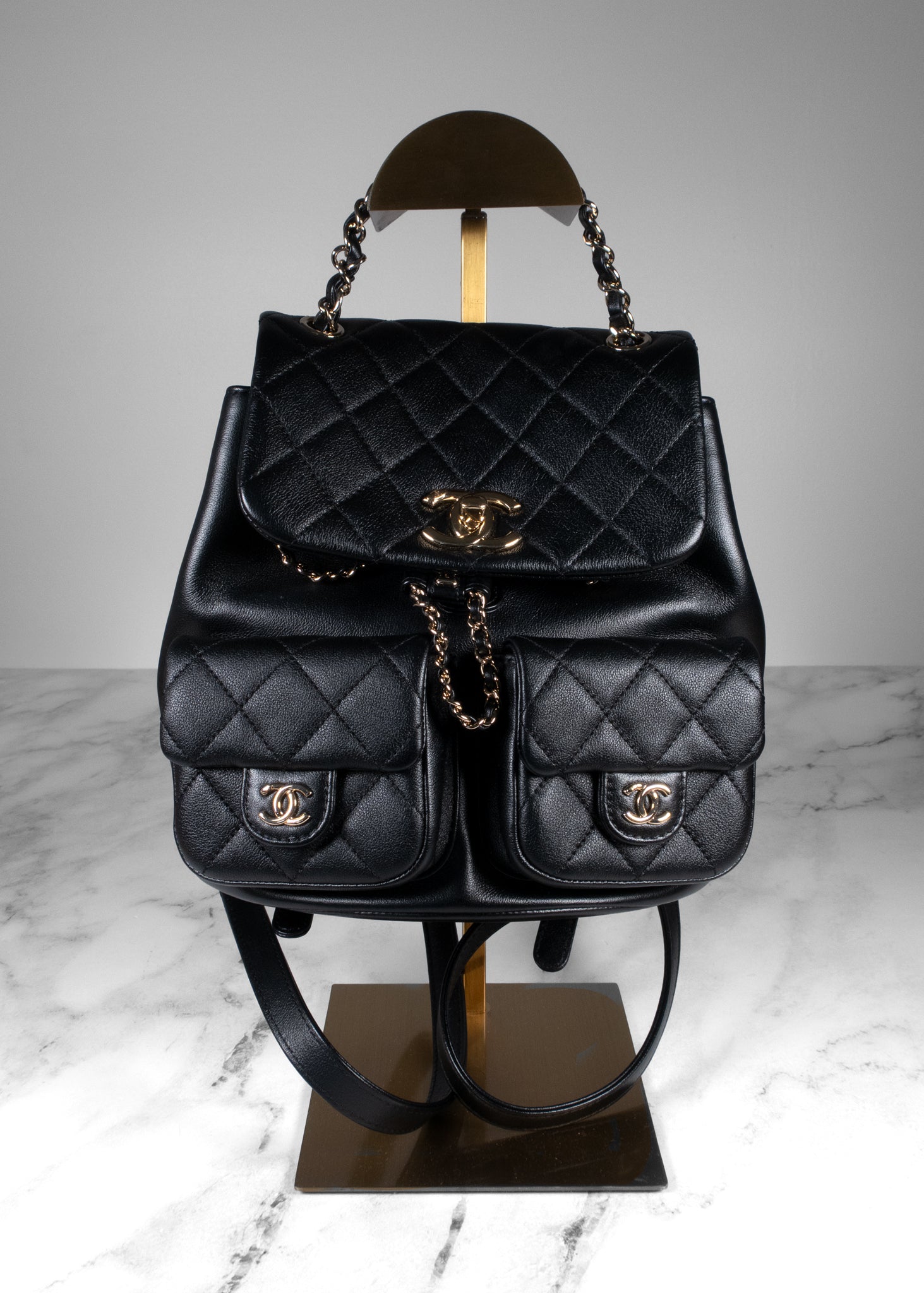 Chanel Black Grained Caviar Leather Duma Dual Pocket Backpack – Fashion Full Circle