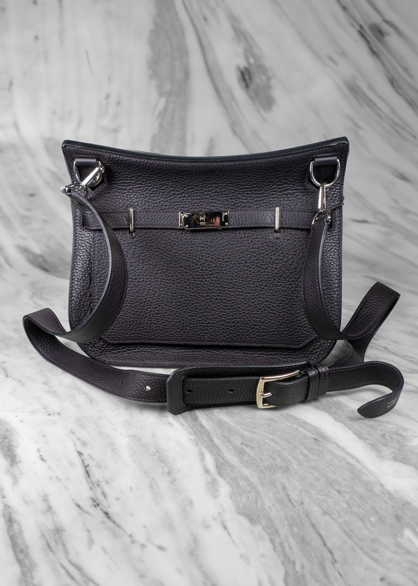Hermès Taurillon Clemence Jypsiere 28 Raisin Shoulder Bag