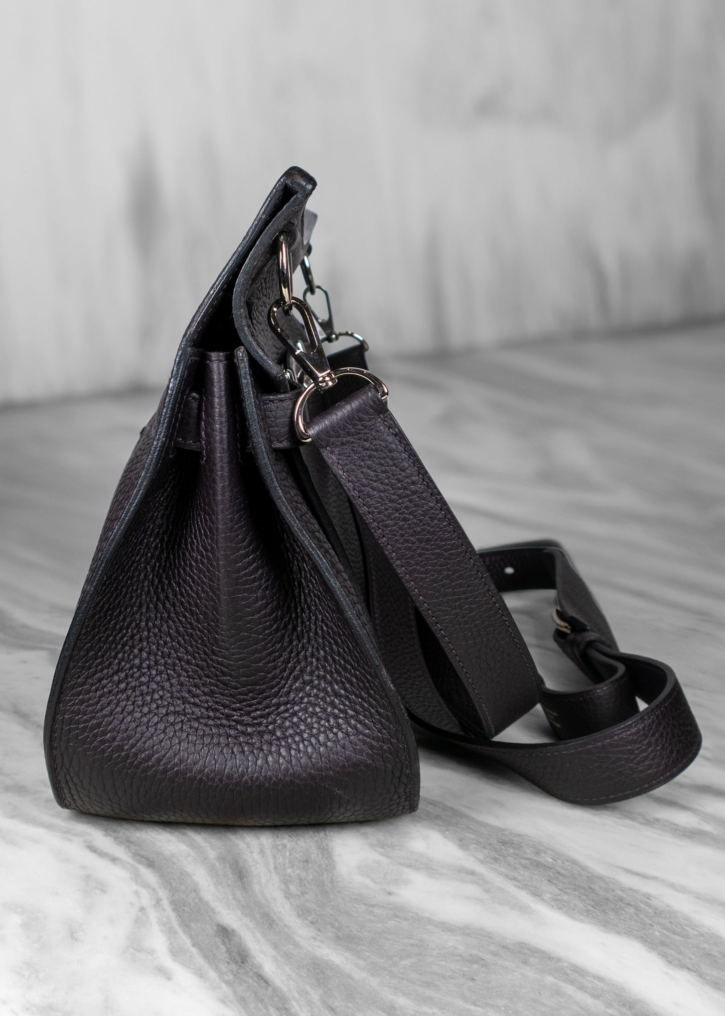Hermès Taurillon Clemence Jypsiere 28 Raisin Shoulder Bag