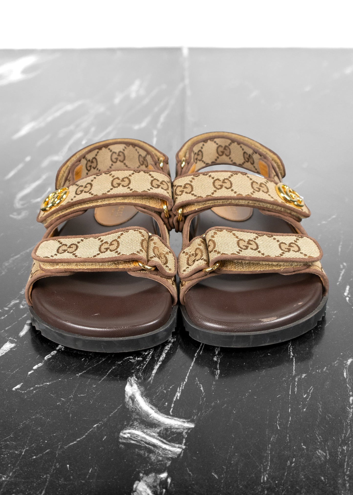 Gucci Double G Beige And Ebony Sandals