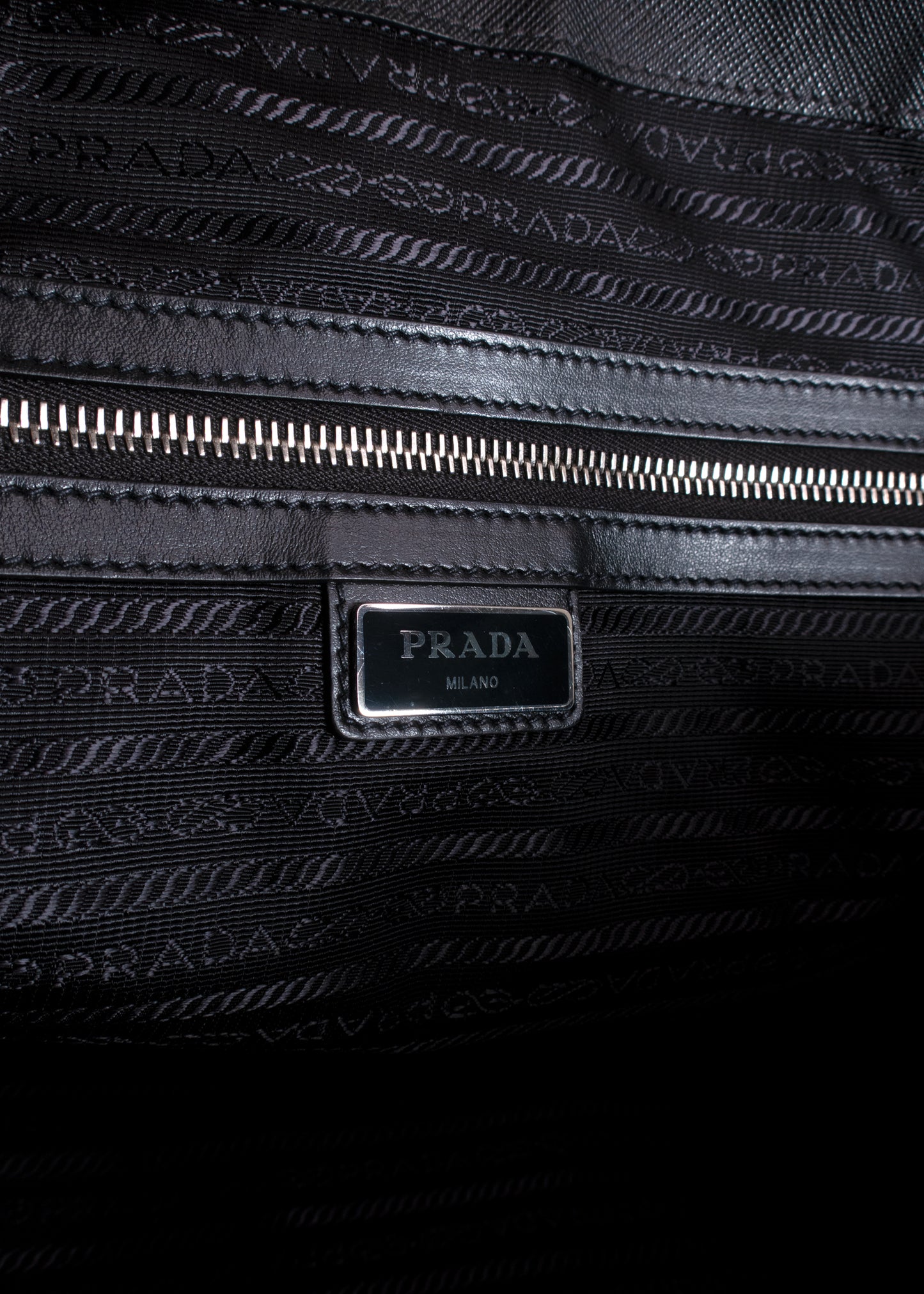 Prada Black Saffiano Leather Travel Duffle Bag