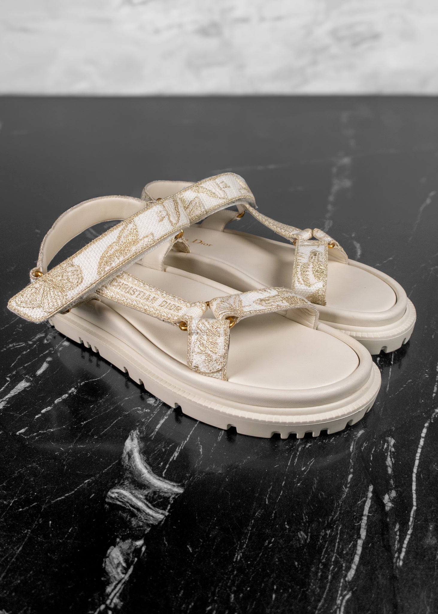 Christian Dior D-Wave White And Gold-tone Gradient Butterflies