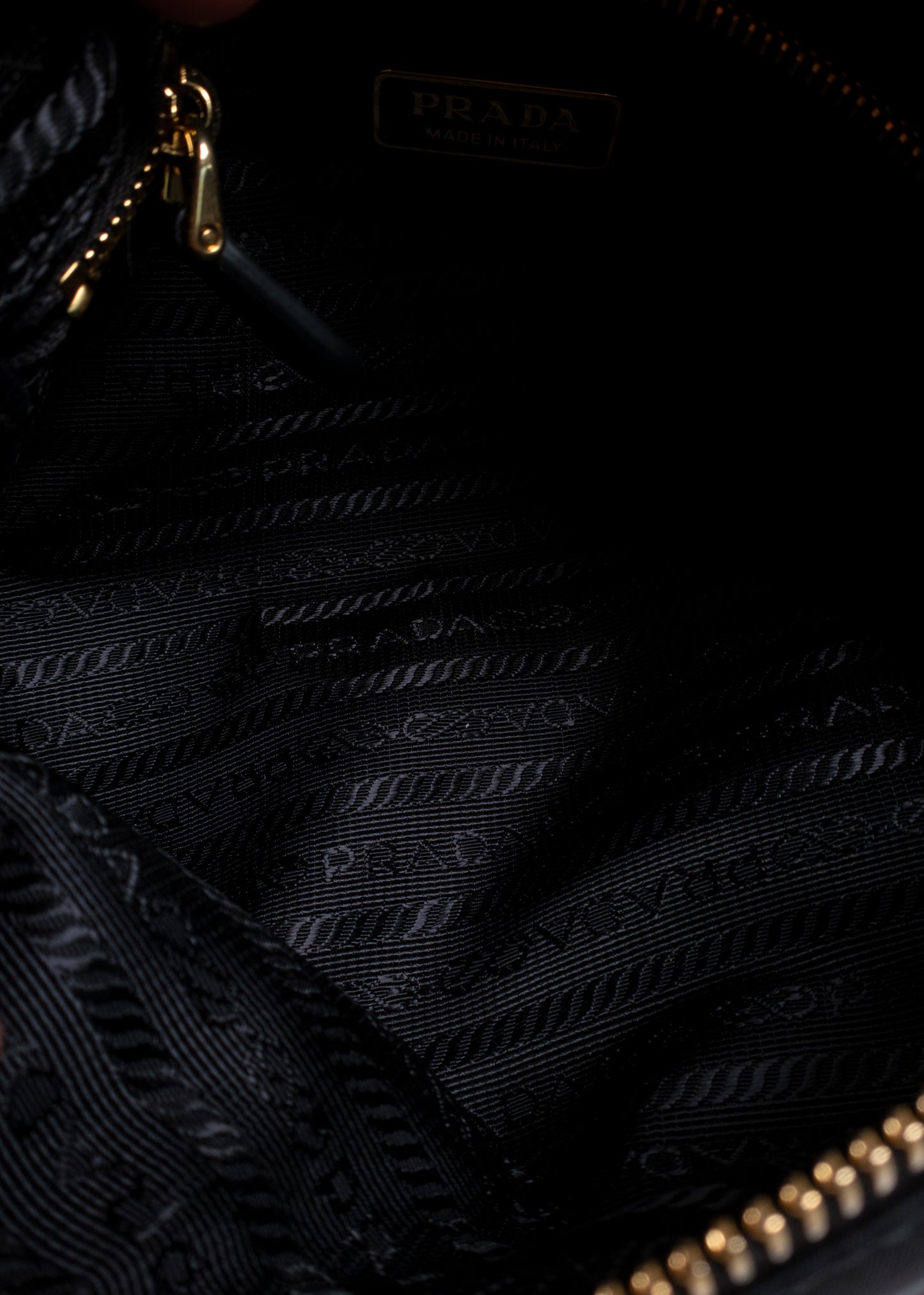 Prada Black Tessuto Nylon Saffiano Barrel Shoulder Bag