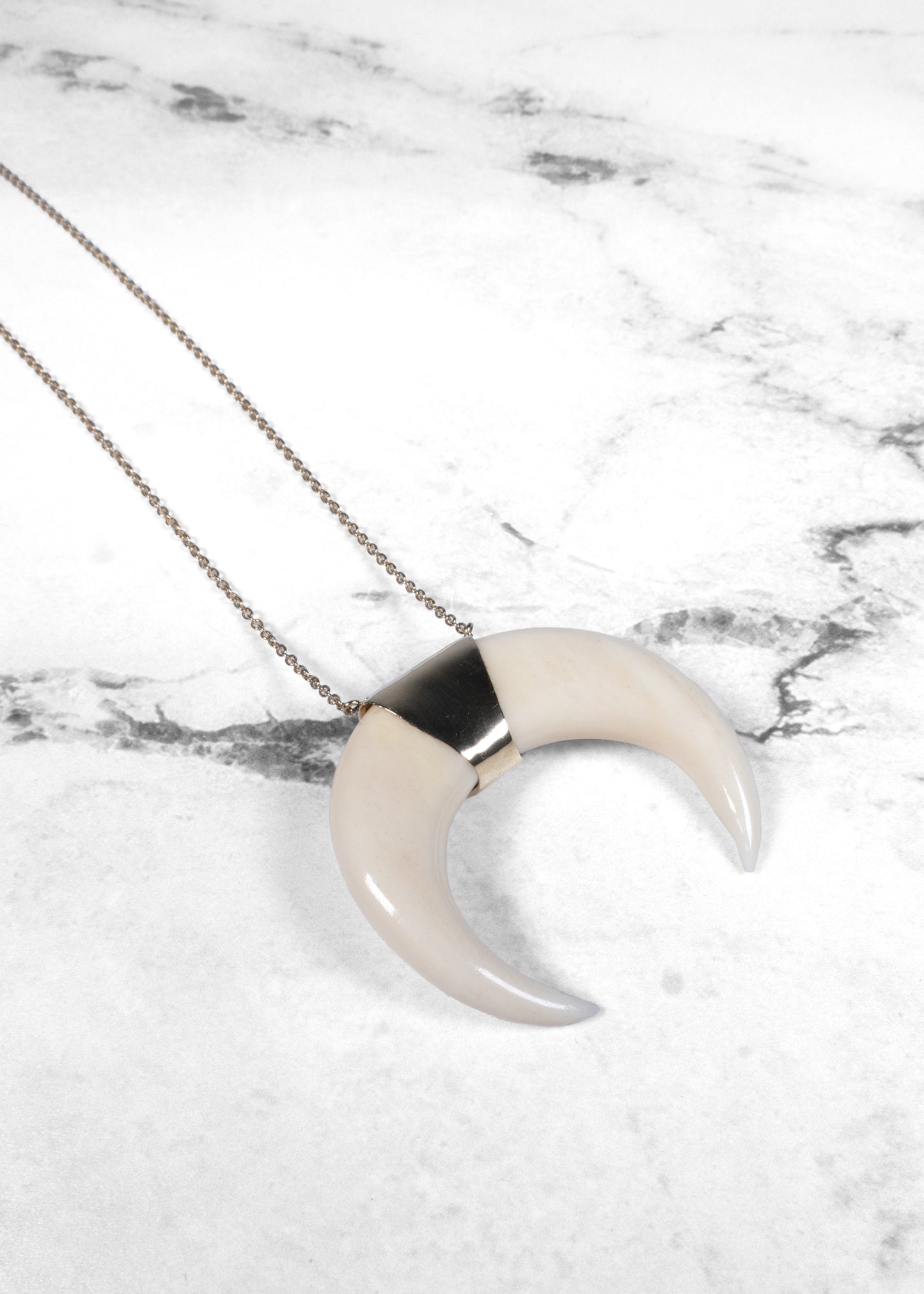 Jacquie Aiche Pave Diamond Bone Horn Necklace in 14kt Yellow Gold
