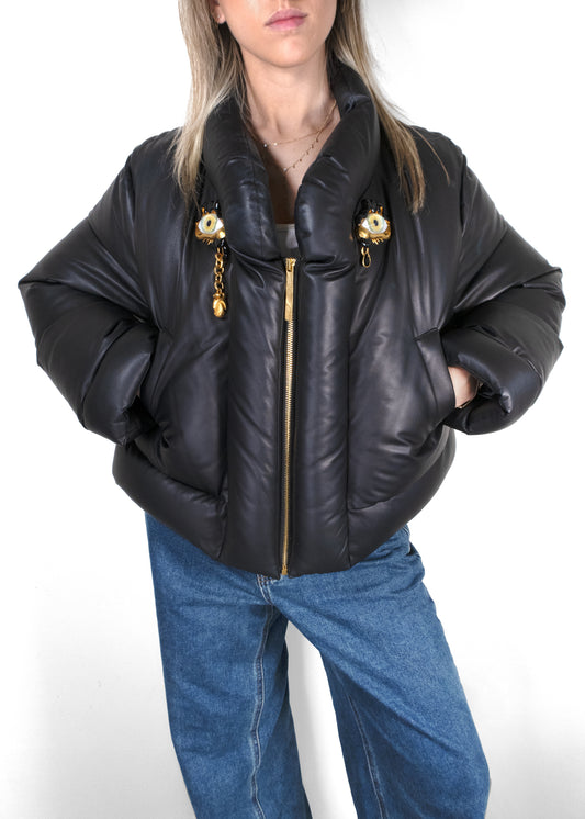 Schiaperelli Short Quilted Leather Puffer Jacket