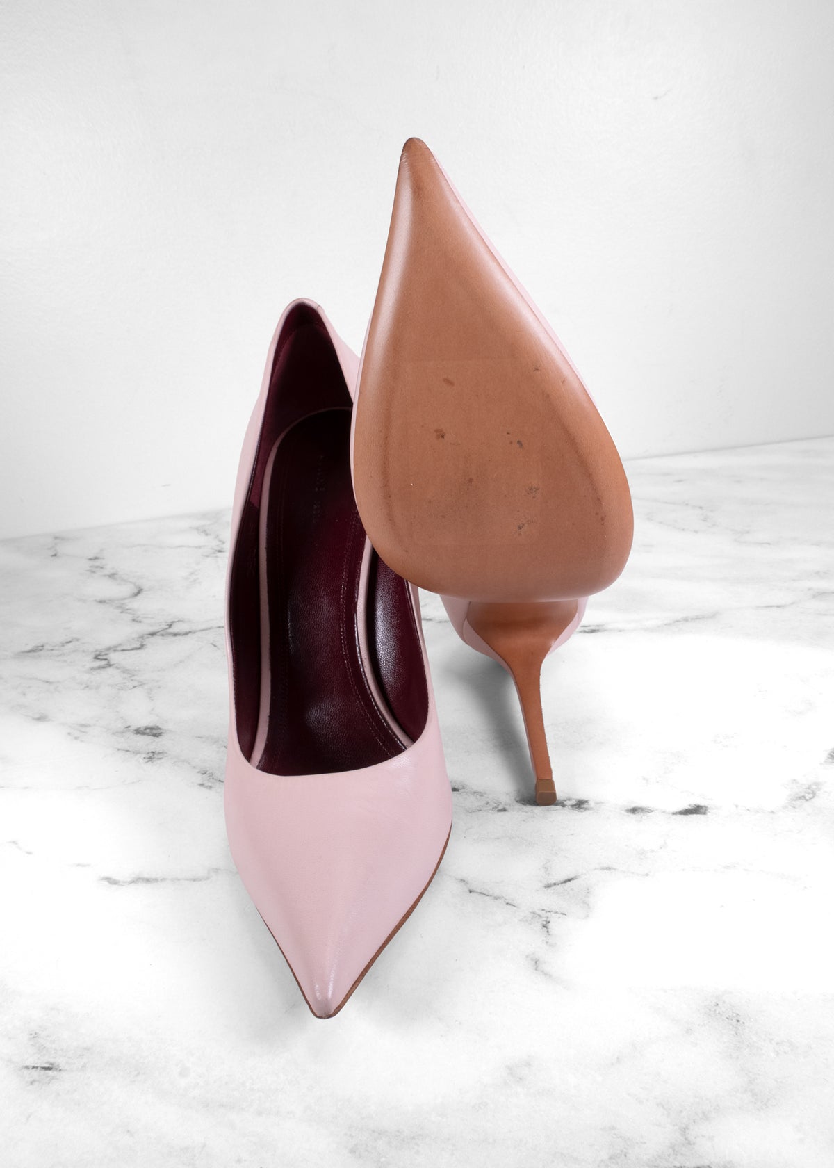 Céline Blush Pink Leather Pointed Toe Stiletto Pumps