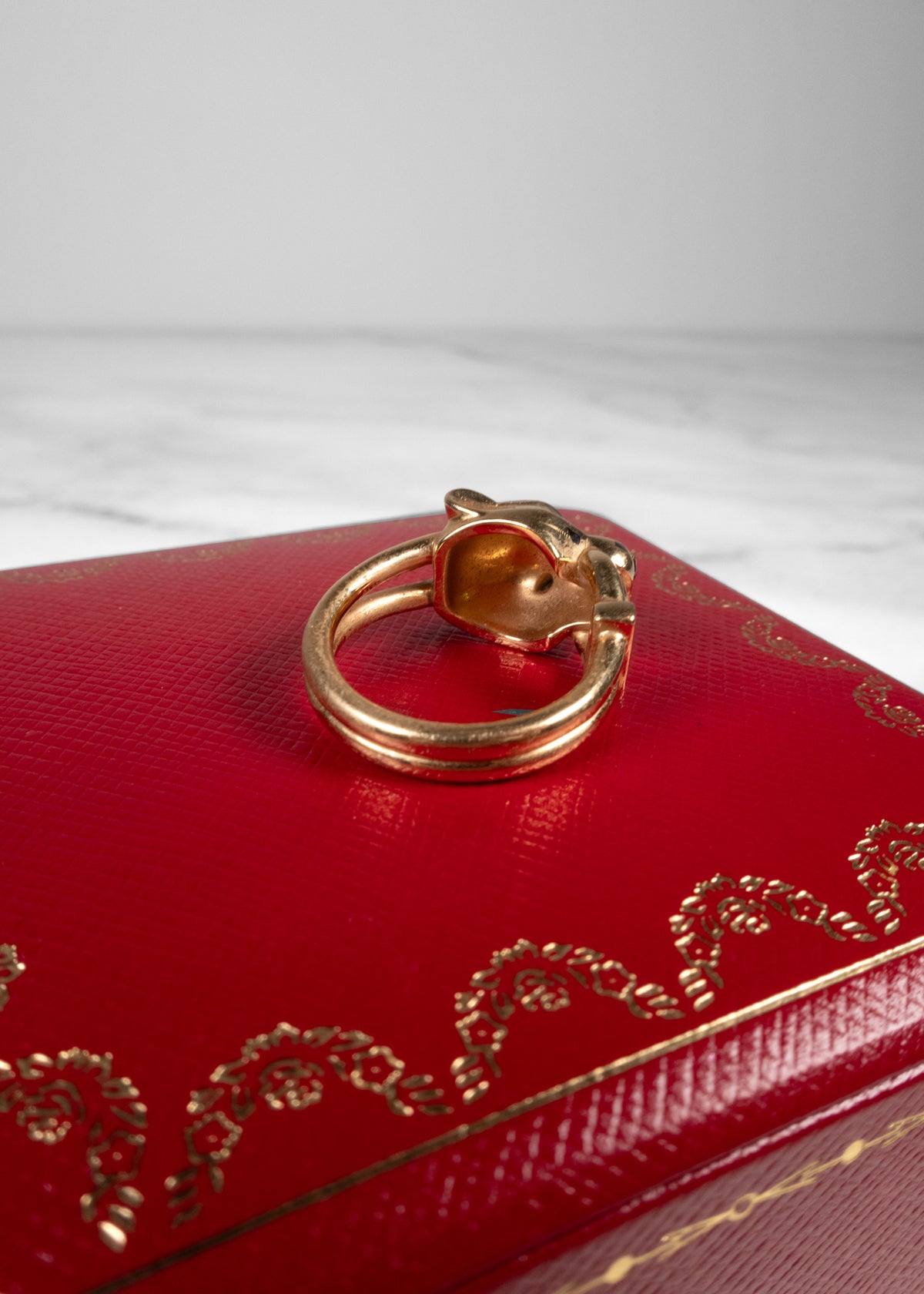 Cartier 18K Yellow Gold Diamond, Emerald & Onyx Panthère Ring