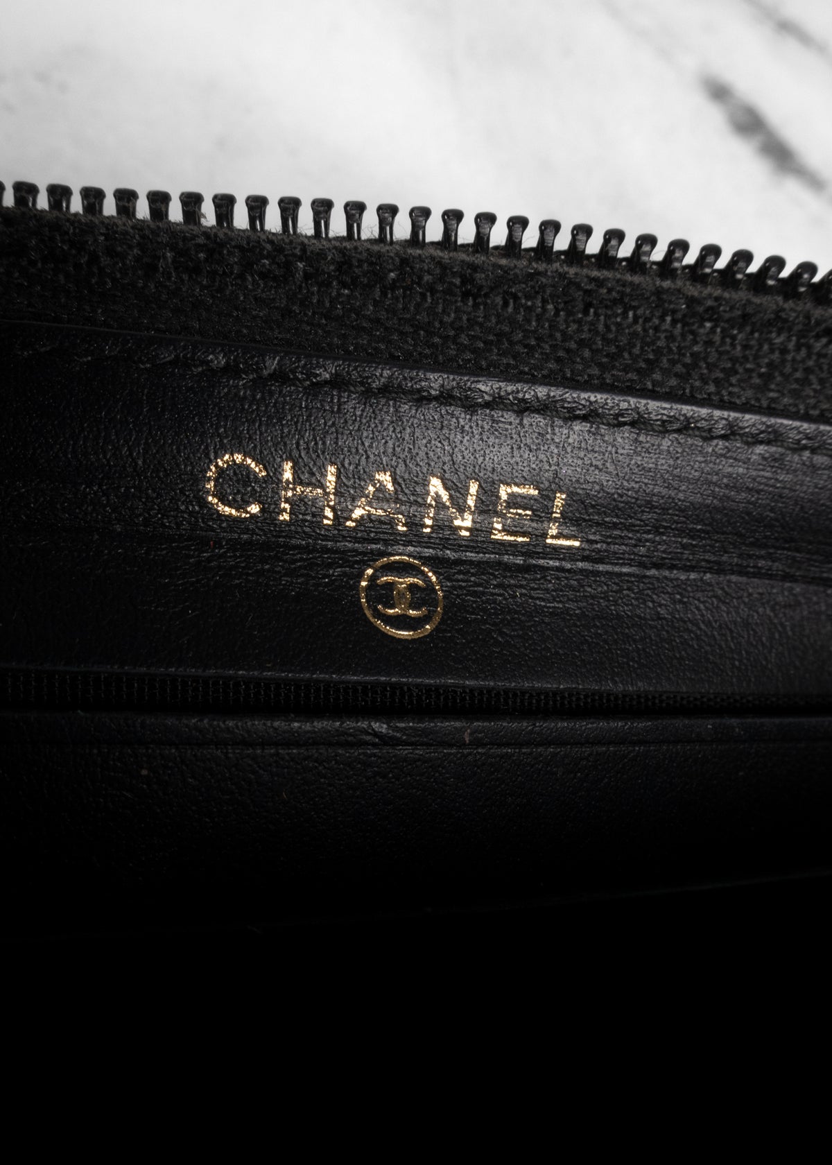 Chanel Black Caviar Leather Boy Zip-Around Wallet with Antique Gold Hardware