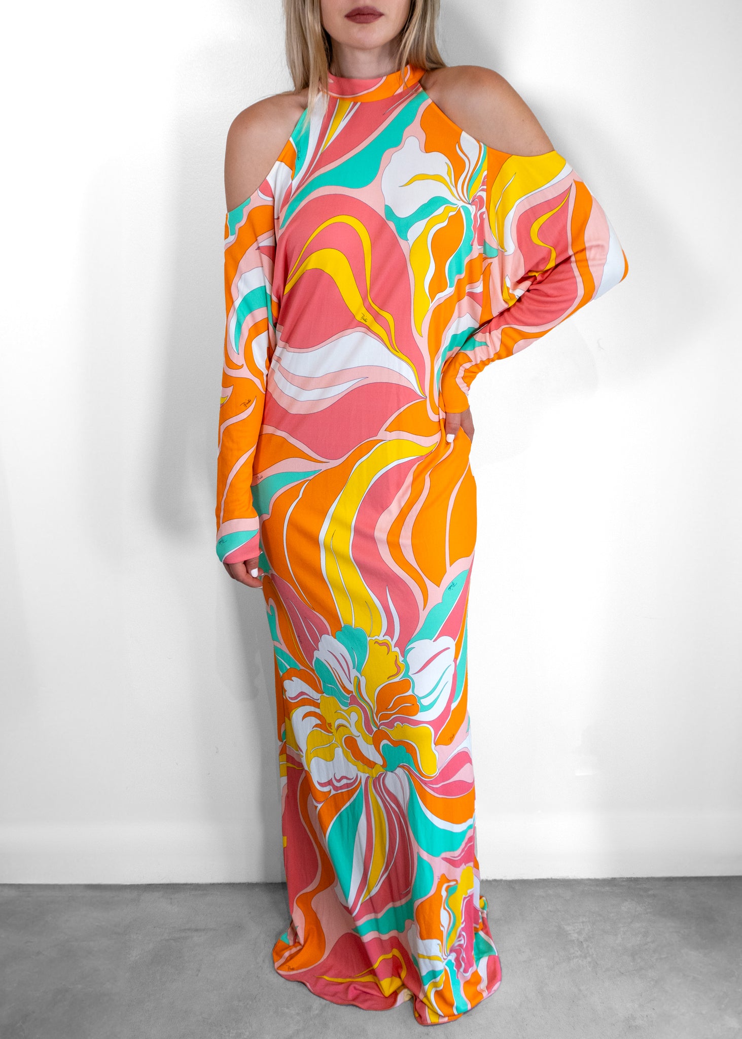 Emilio Pucci Pattern Silk Maxi Dress Fashion Full Circle