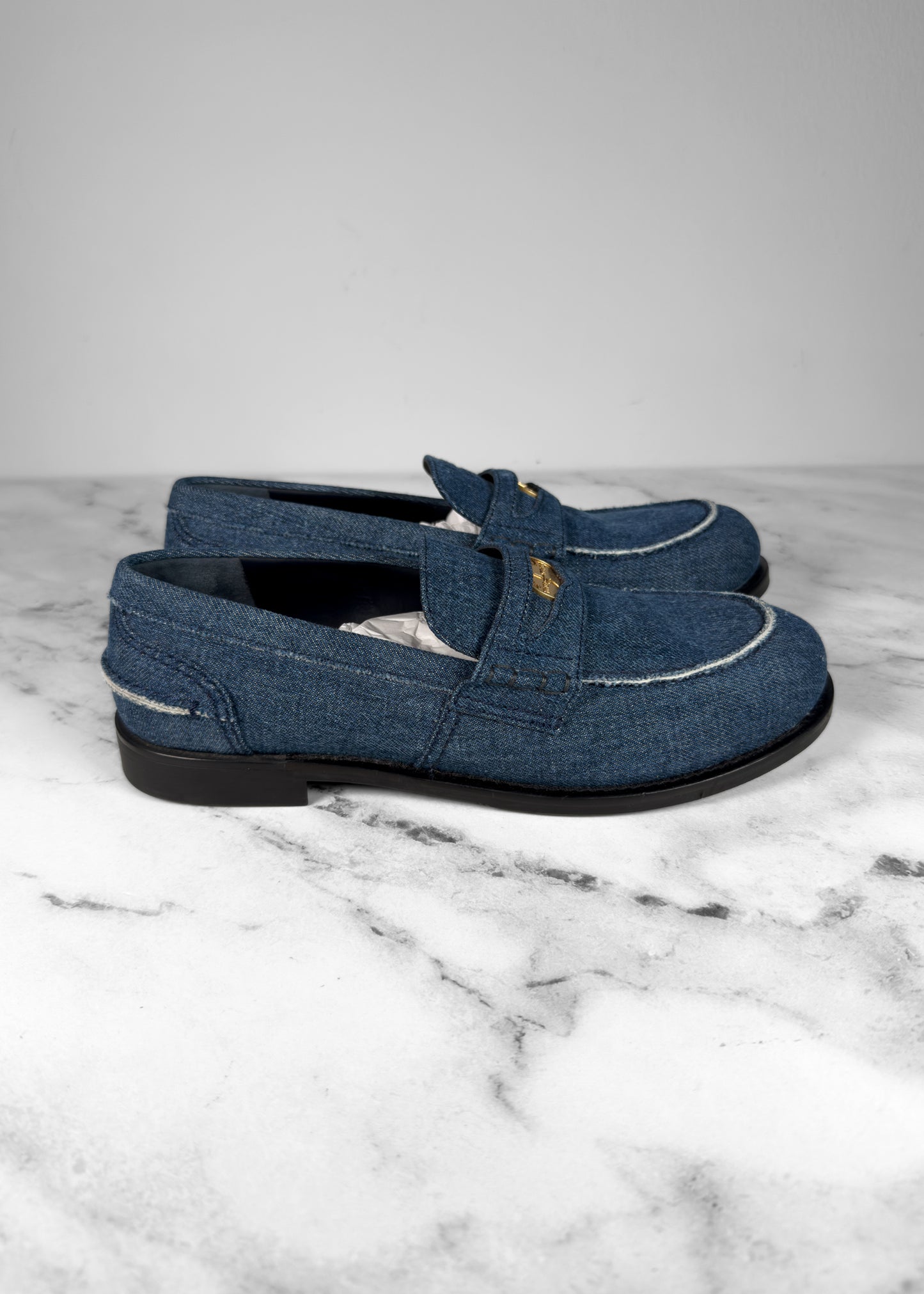 Miu Miu Denim Penny Loafers