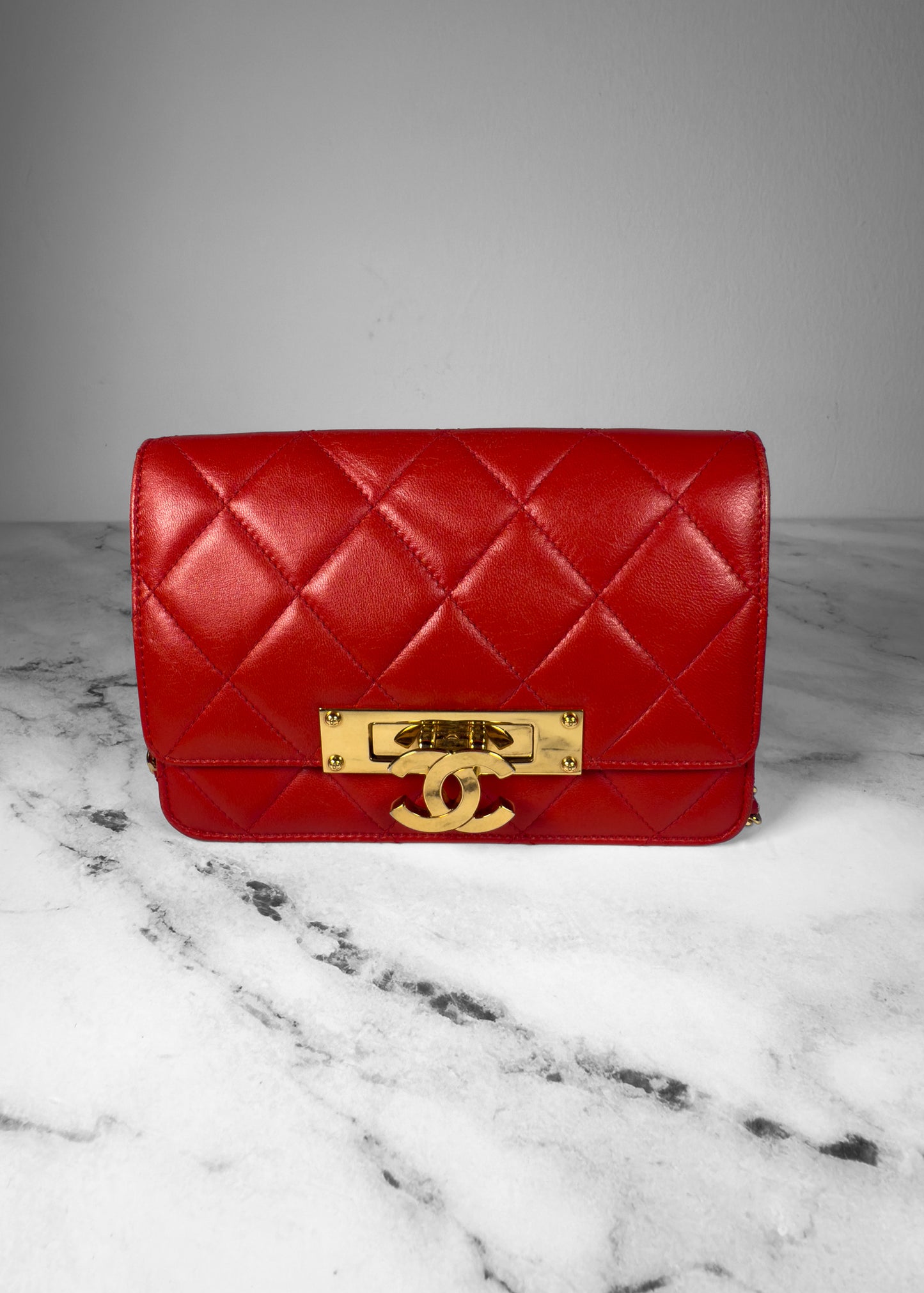 Chanel Lambskin Quilted Golden Class Wallet on Chain