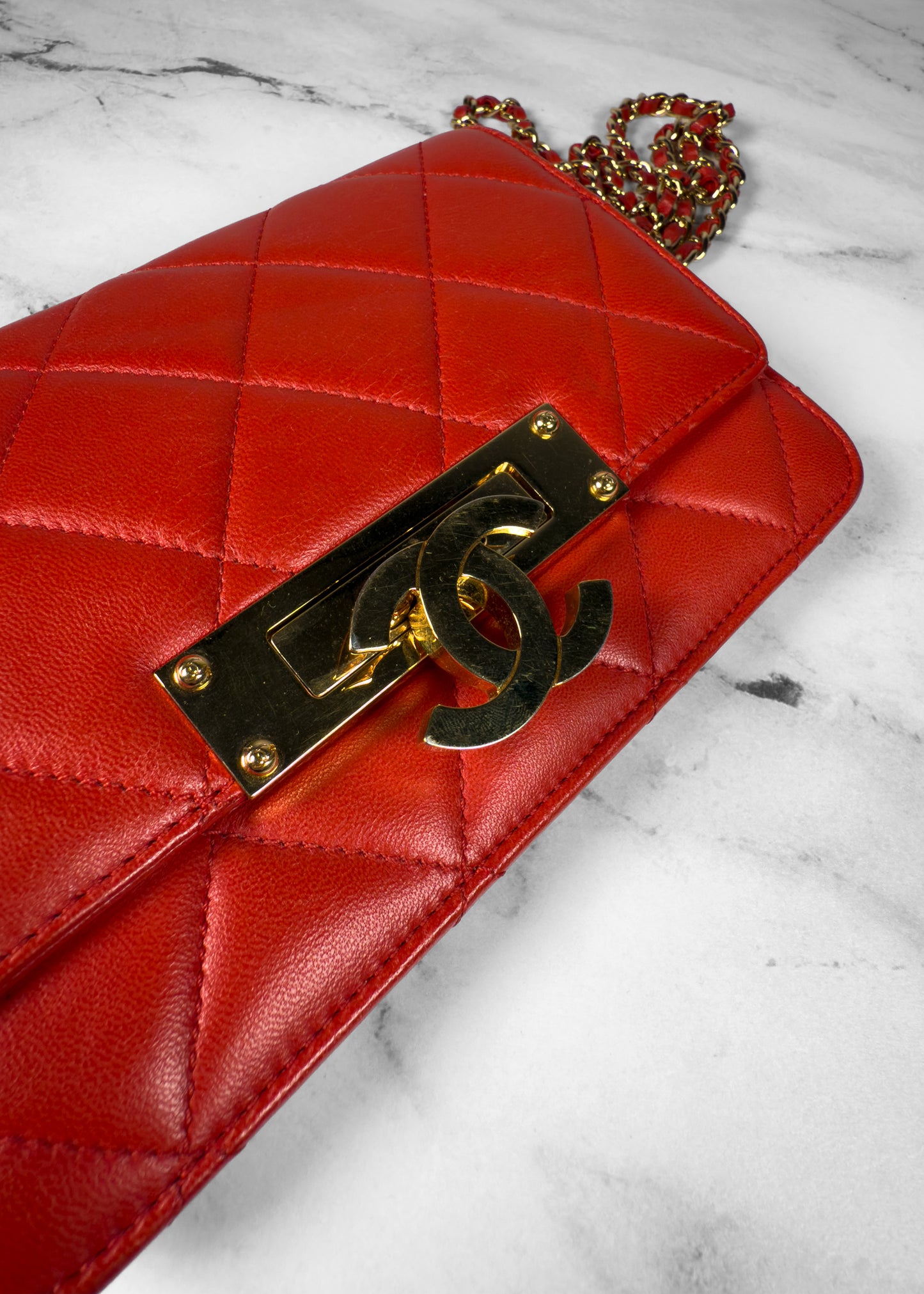 Chanel Lambskin Quilted Golden Class Wallet on Chain