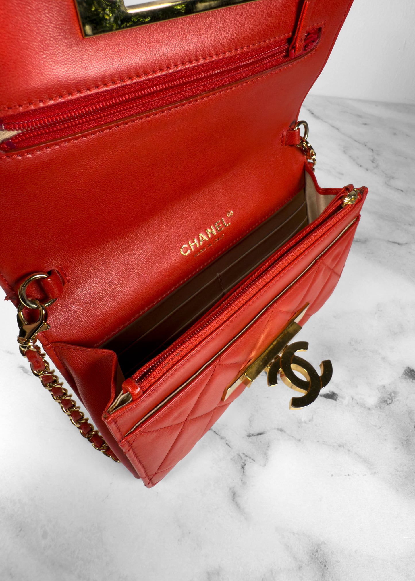 Chanel Lambskin Quilted Golden Class Wallet on Chain