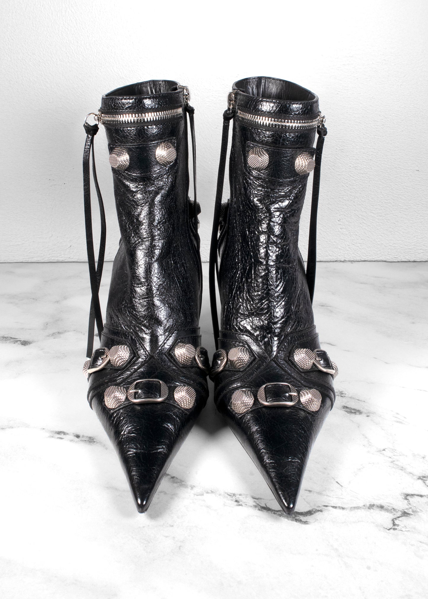 Balenciaga Leather Studded Accents Boots