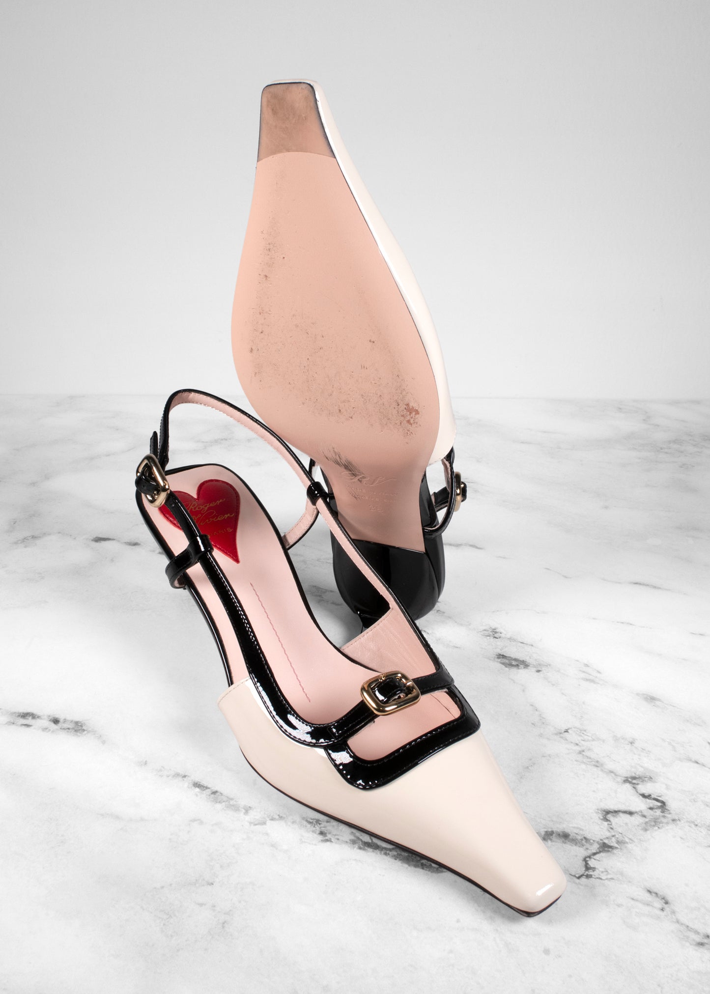 Roger Vivier Viv’ Canard Slingback Pumps in Patent Leather