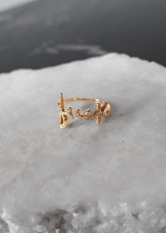 Jacquie Aiche Full Pave Diamonds 14k Rose Gold "Fuck" Ring
