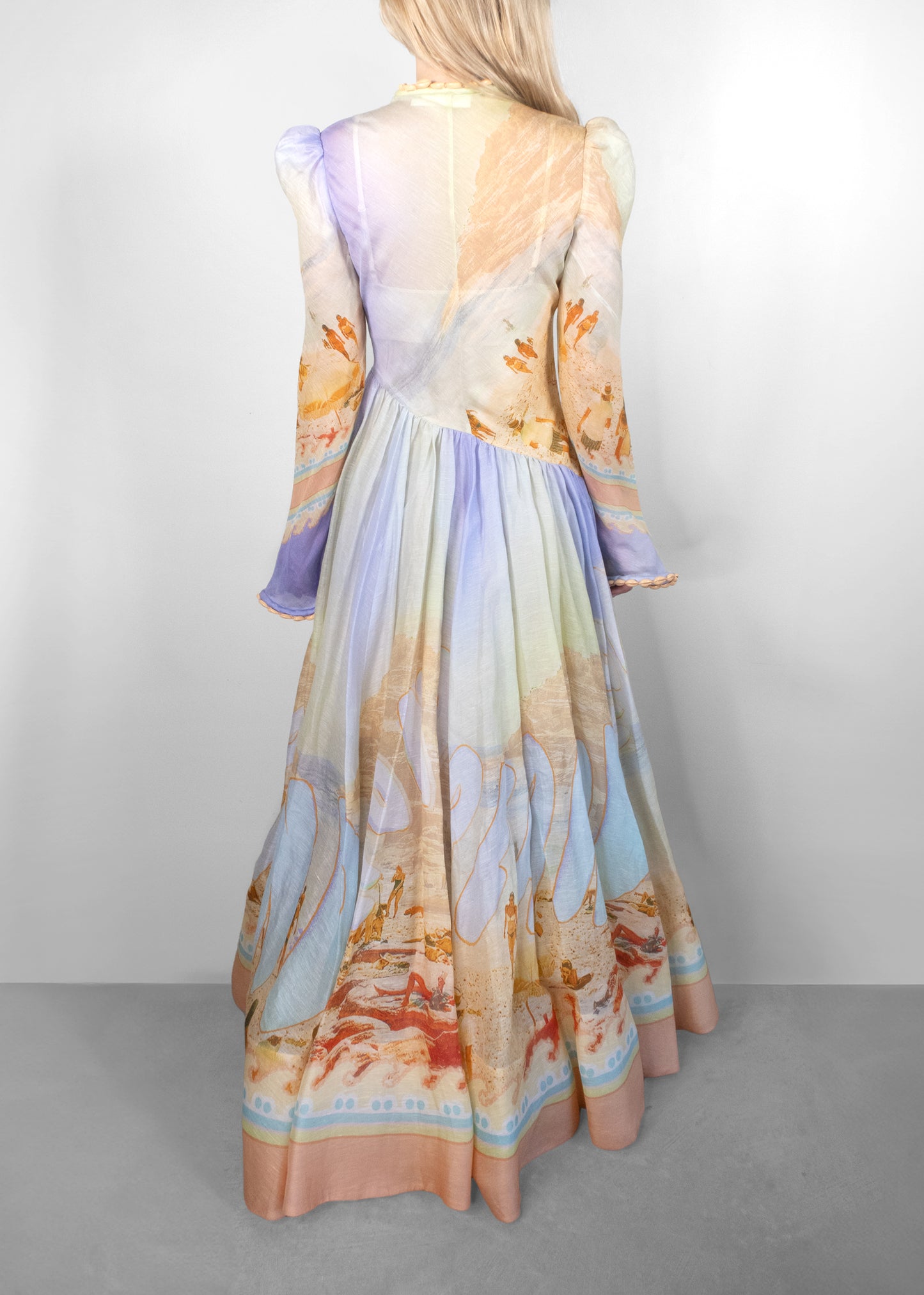 Zimmermann Printed Linen and Silk-Blend Gauze Maxi Dress in Sky Blue
