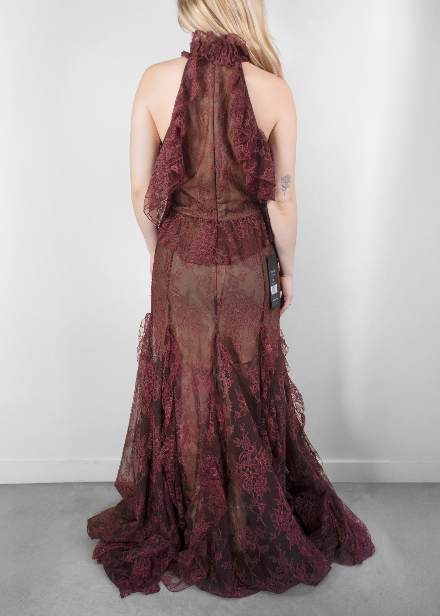 Costarellos Morgana Ruffled Lace Maxi Gown