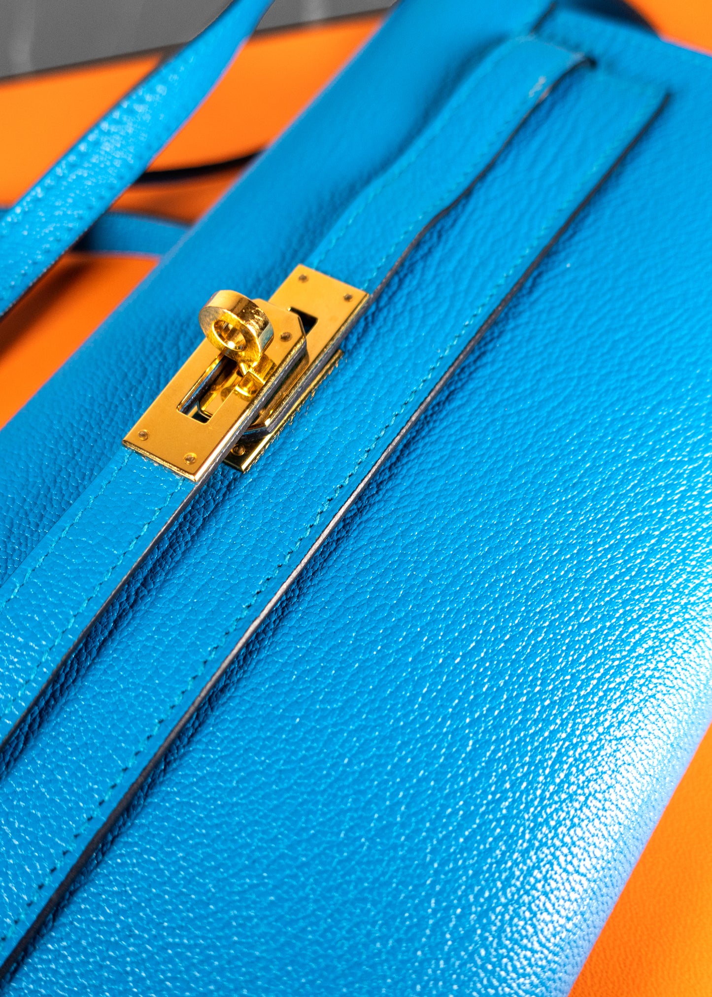 Hermès Epsom Verso To Go Bleu Frida Rouge H