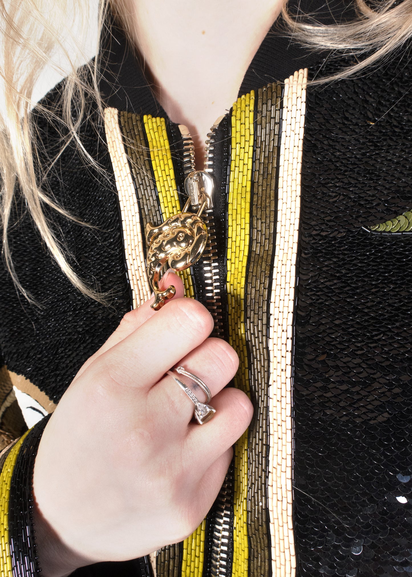 Emilio Pucci Sequined Bomber Jacket in Khaki/Muschio