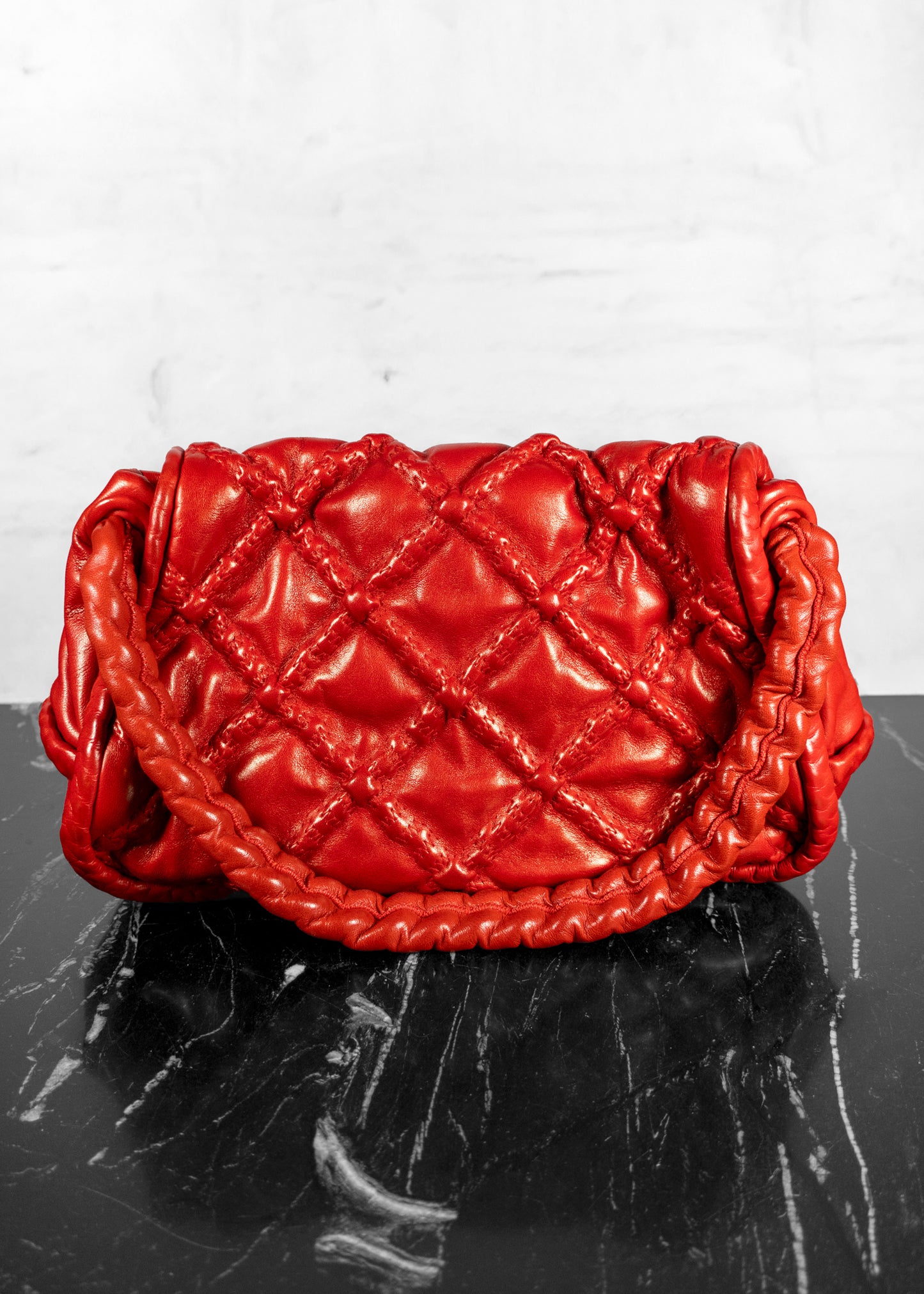 Chanel Red Quilted Leather Hidden Chain Flap Bag