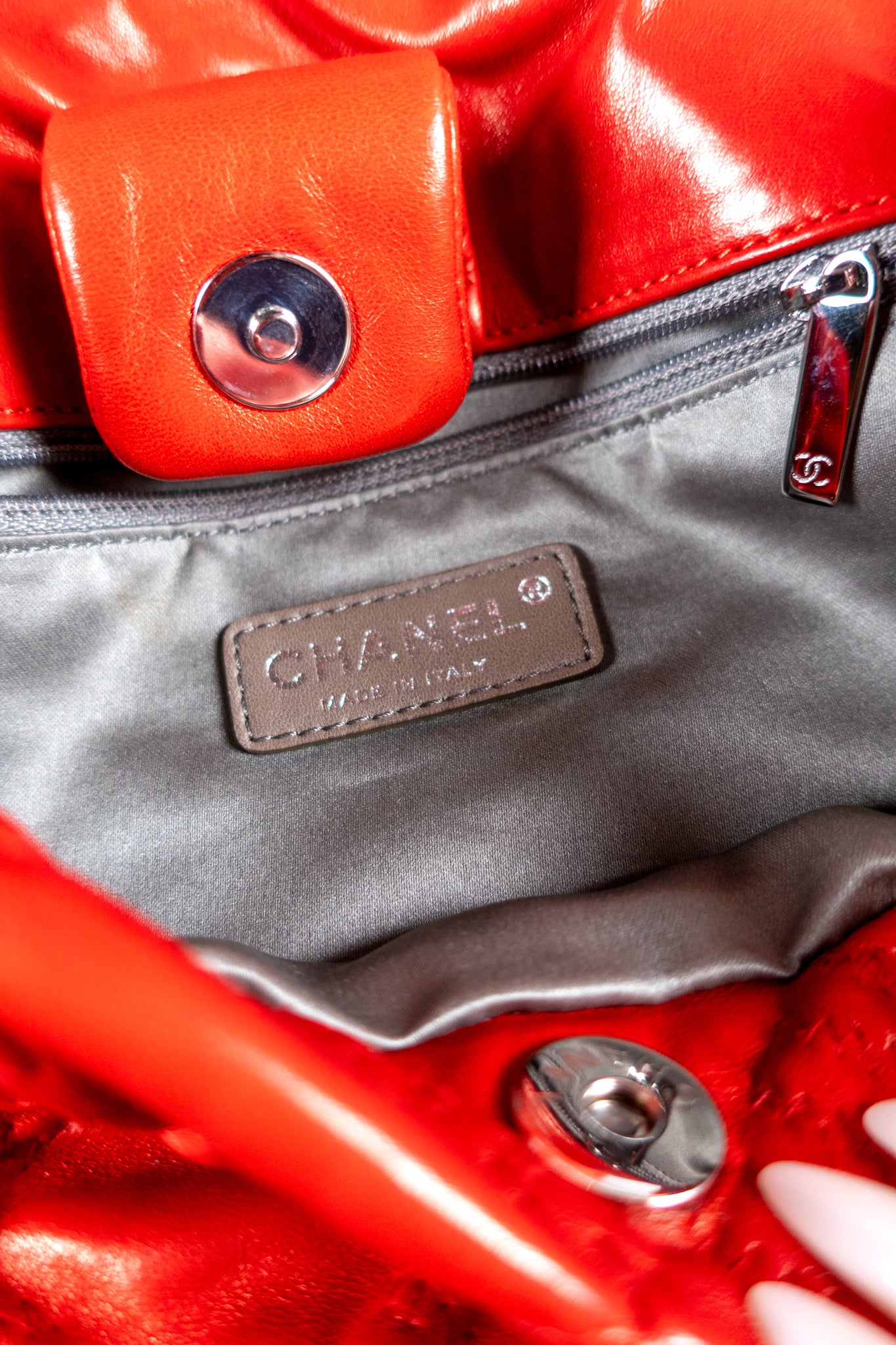 Chanel Red Quilted Leather Hidden Chain Flap Bag