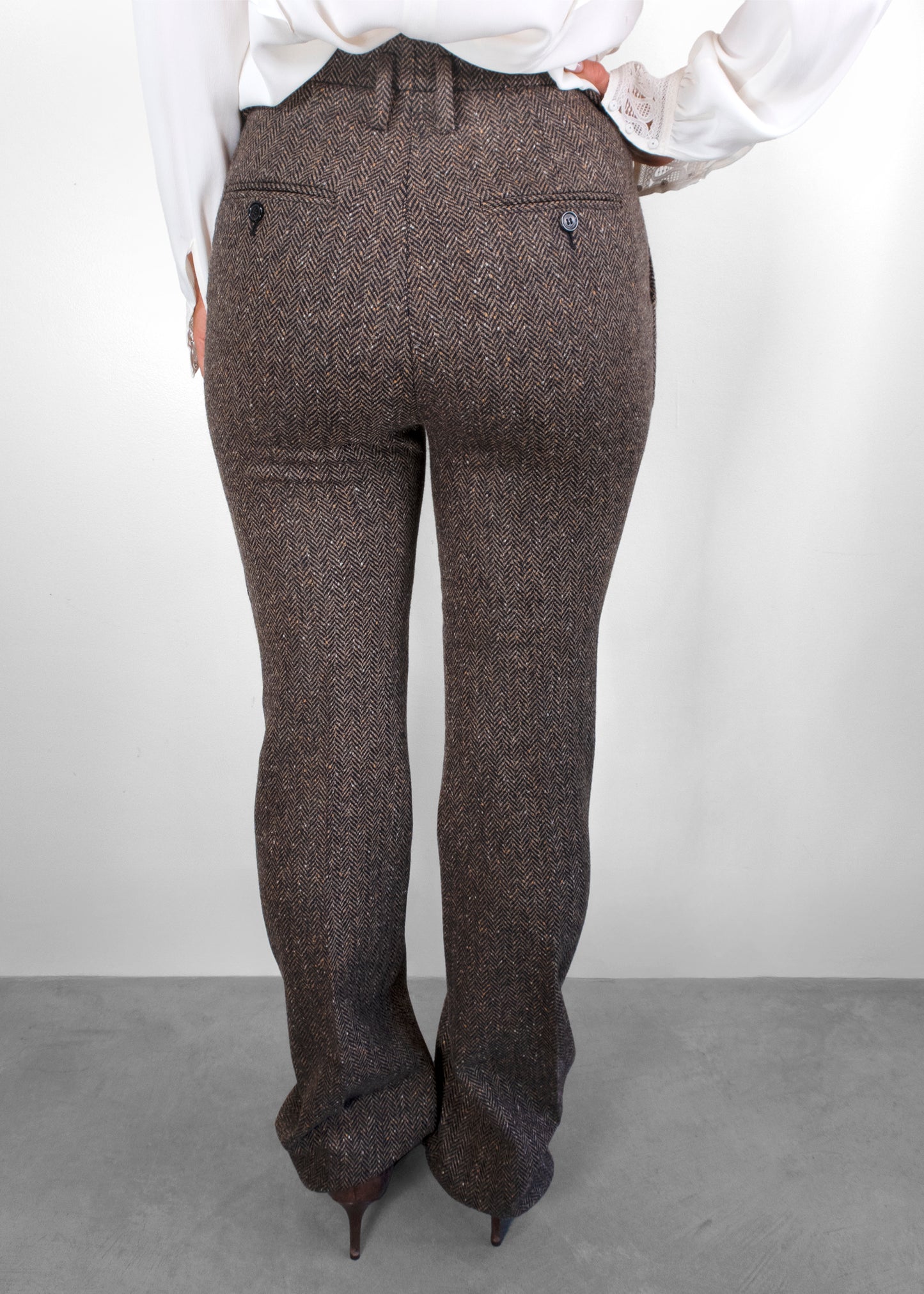 Saint Laurent Wool Flared Fit Tweed Pants