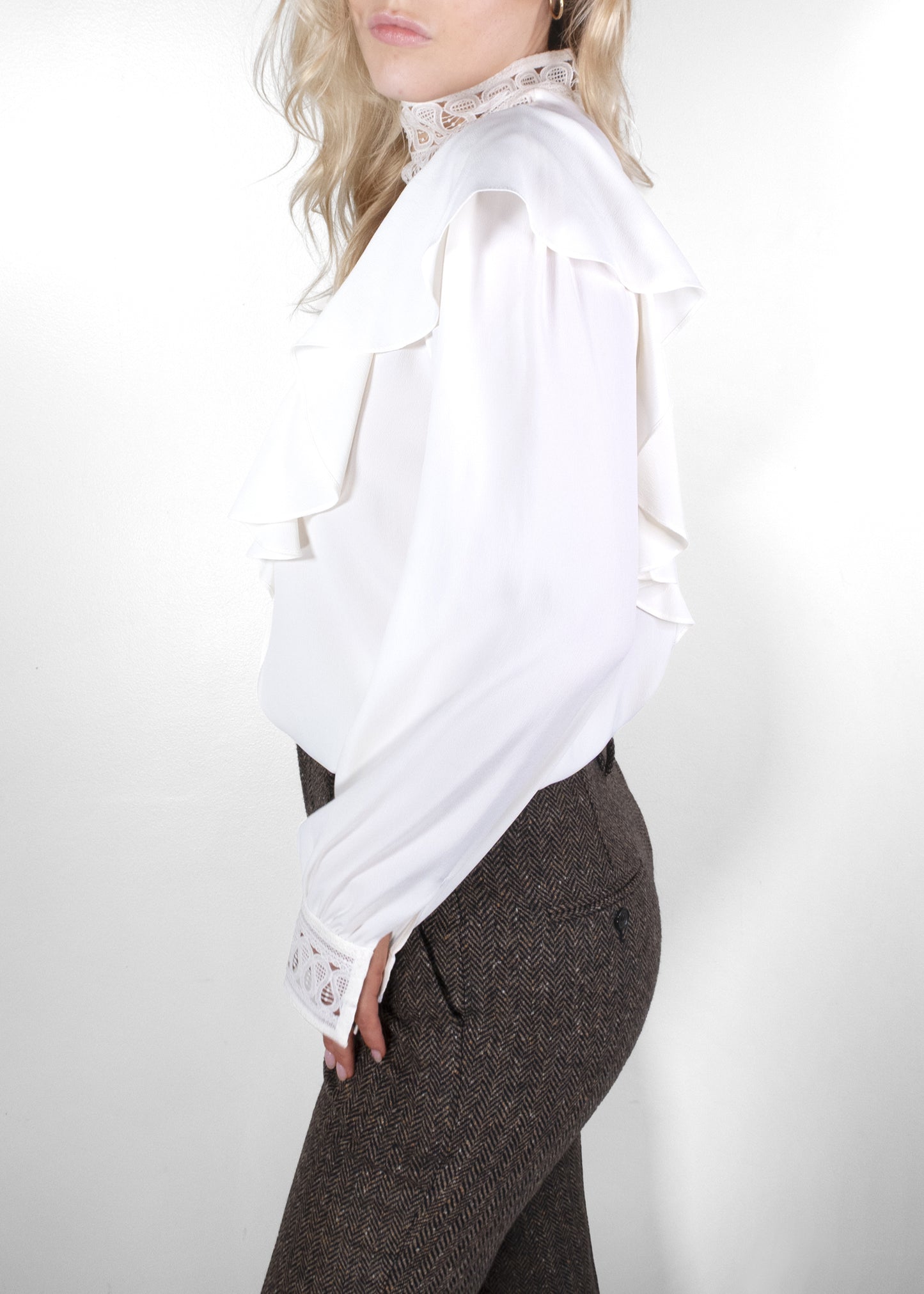 Celine Ivory White Victorian Broderie Anglaise Blouse
