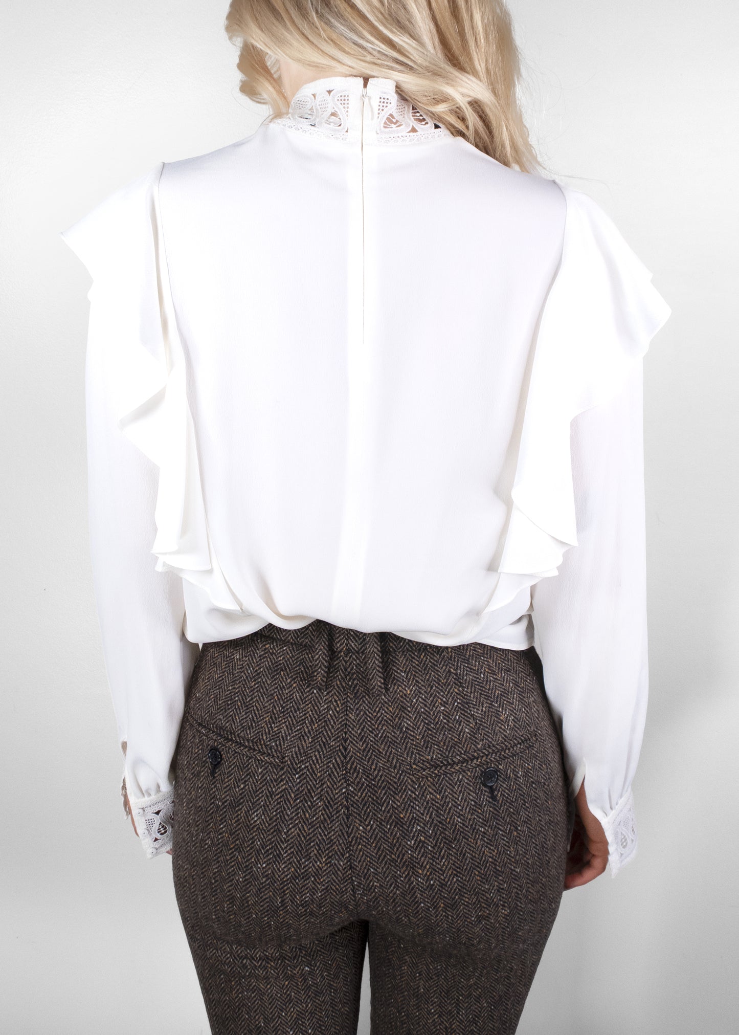 Celine Ivory White Victorian Broderie Anglaise Blouse